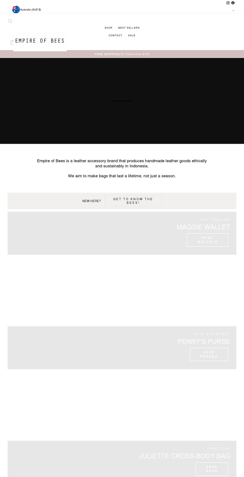empireofbees.com.au shopify website screenshot