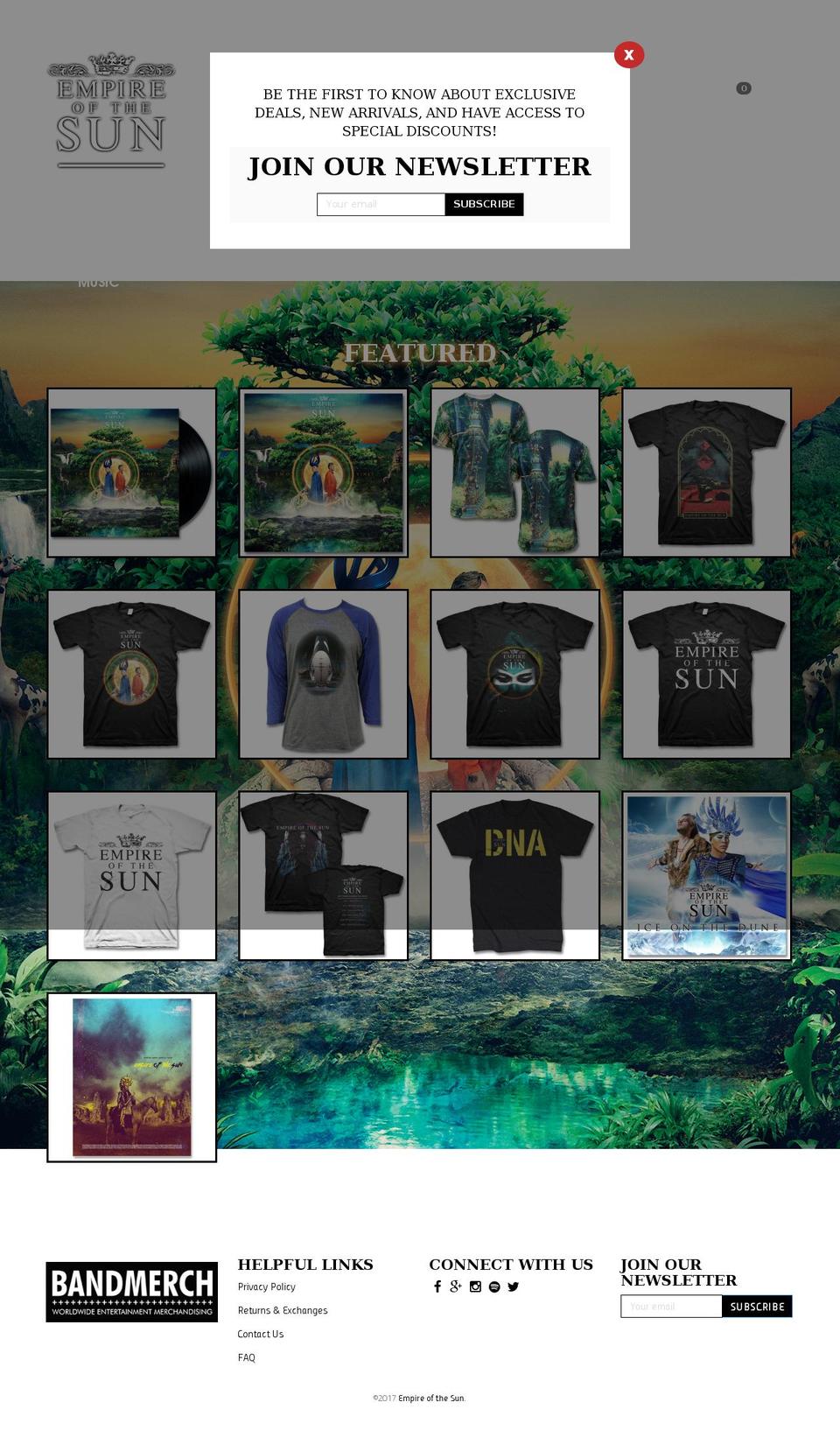 empireofthesunofficialmerch.com shopify website screenshot