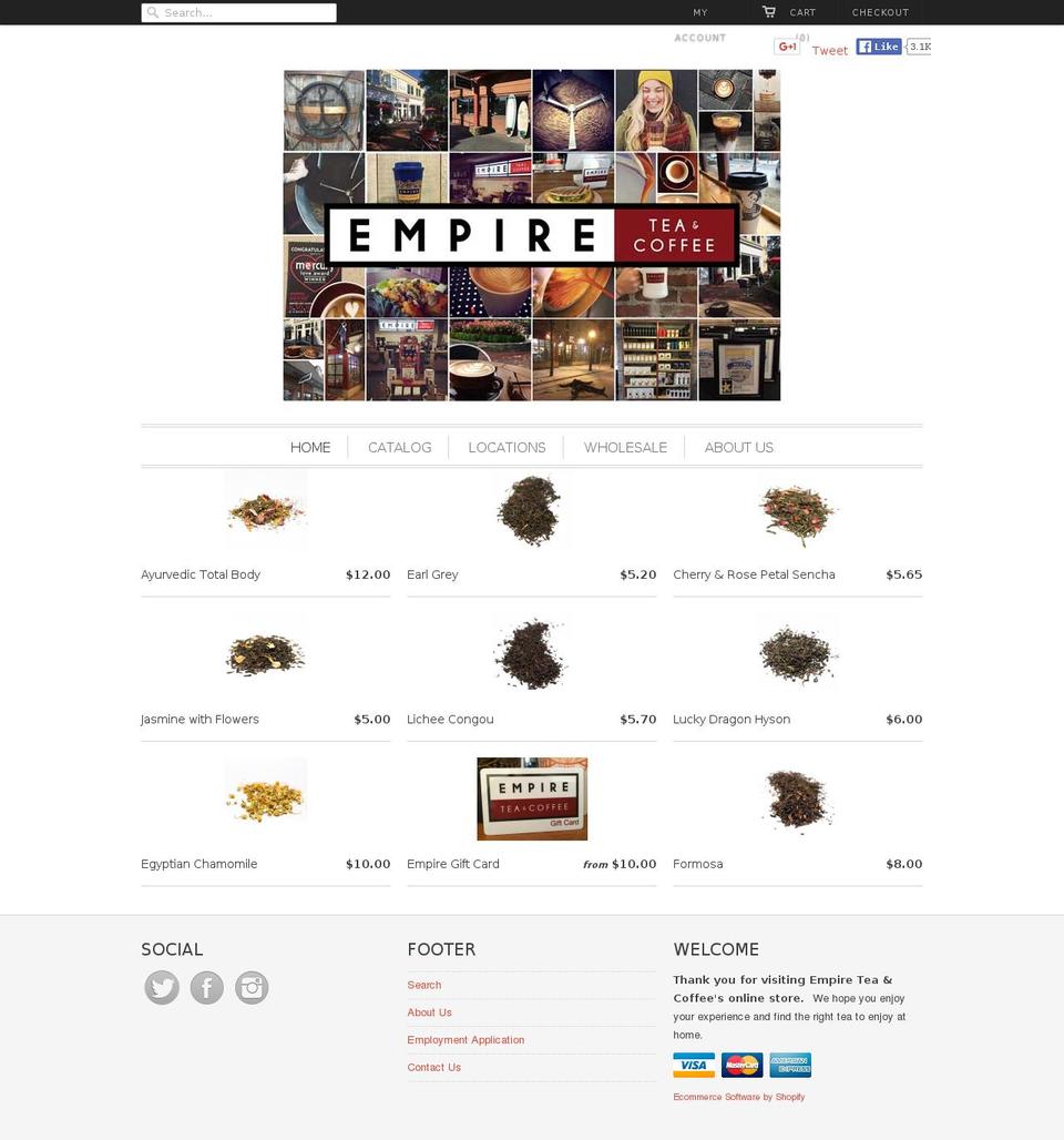 empireteaandcoffee.com shopify website screenshot