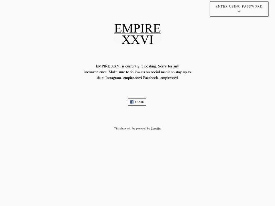 empirexxvi.com.au shopify website screenshot