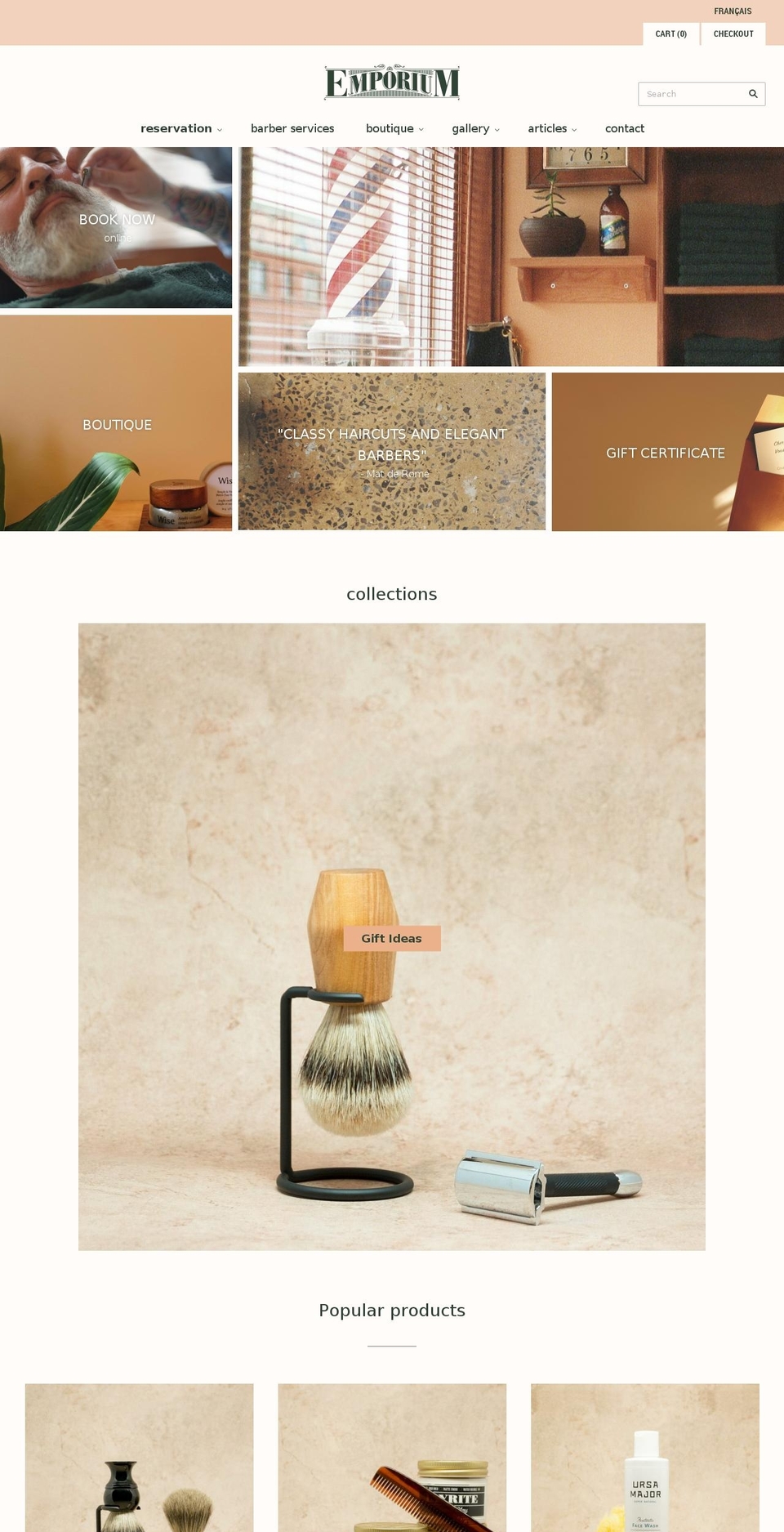 emporiumbarbers.com — Shopify storefront screenshot