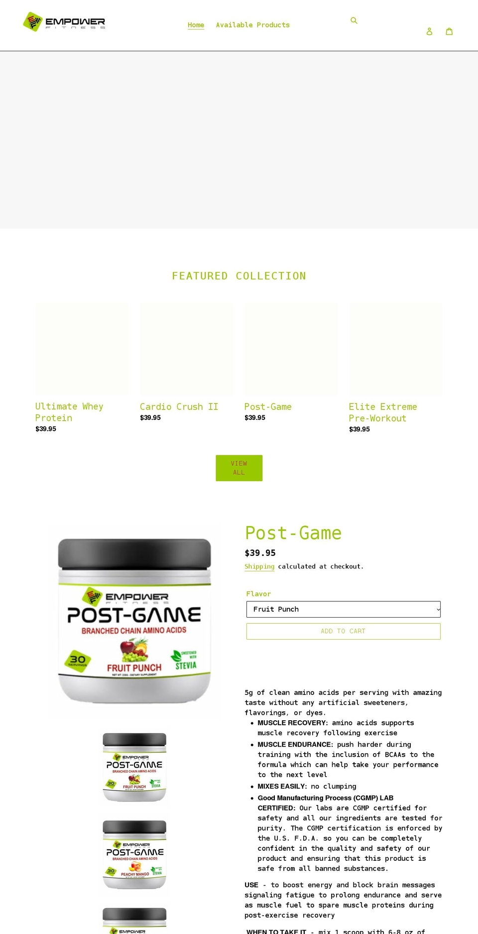 empowerfitnesssupps.com shopify website screenshot