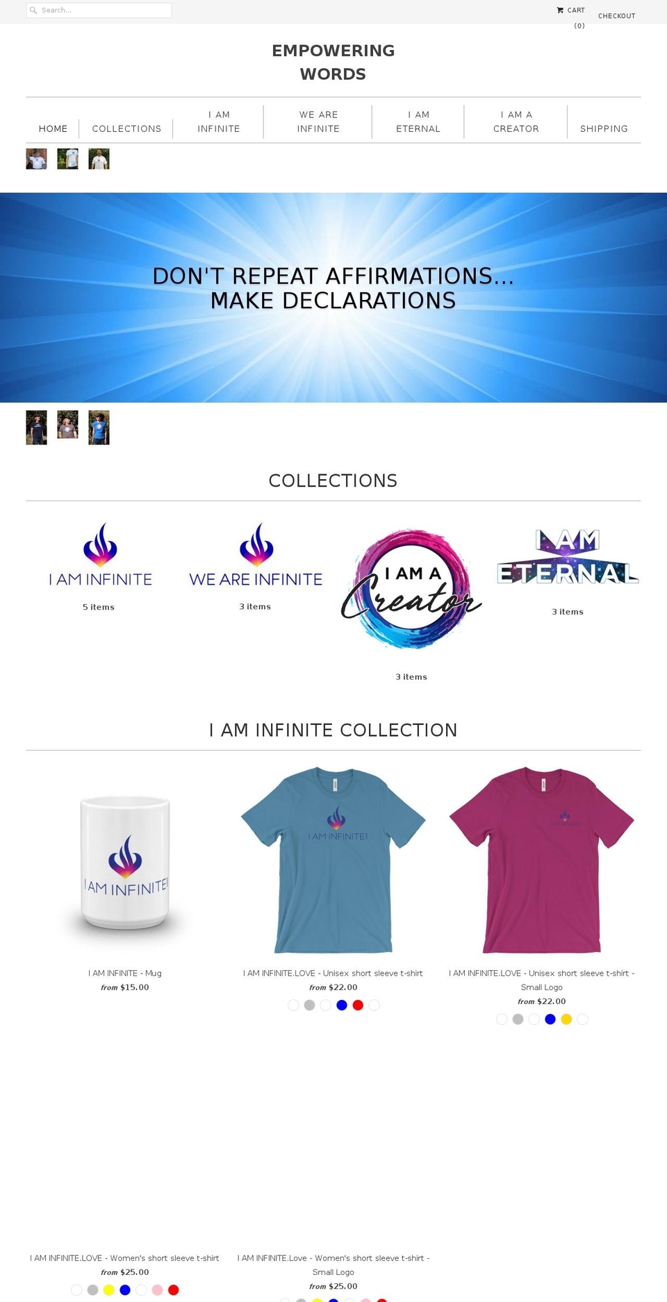empowering-words.com shopify website screenshot