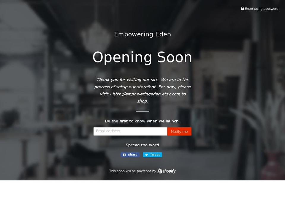 empoweringeden.com shopify website screenshot