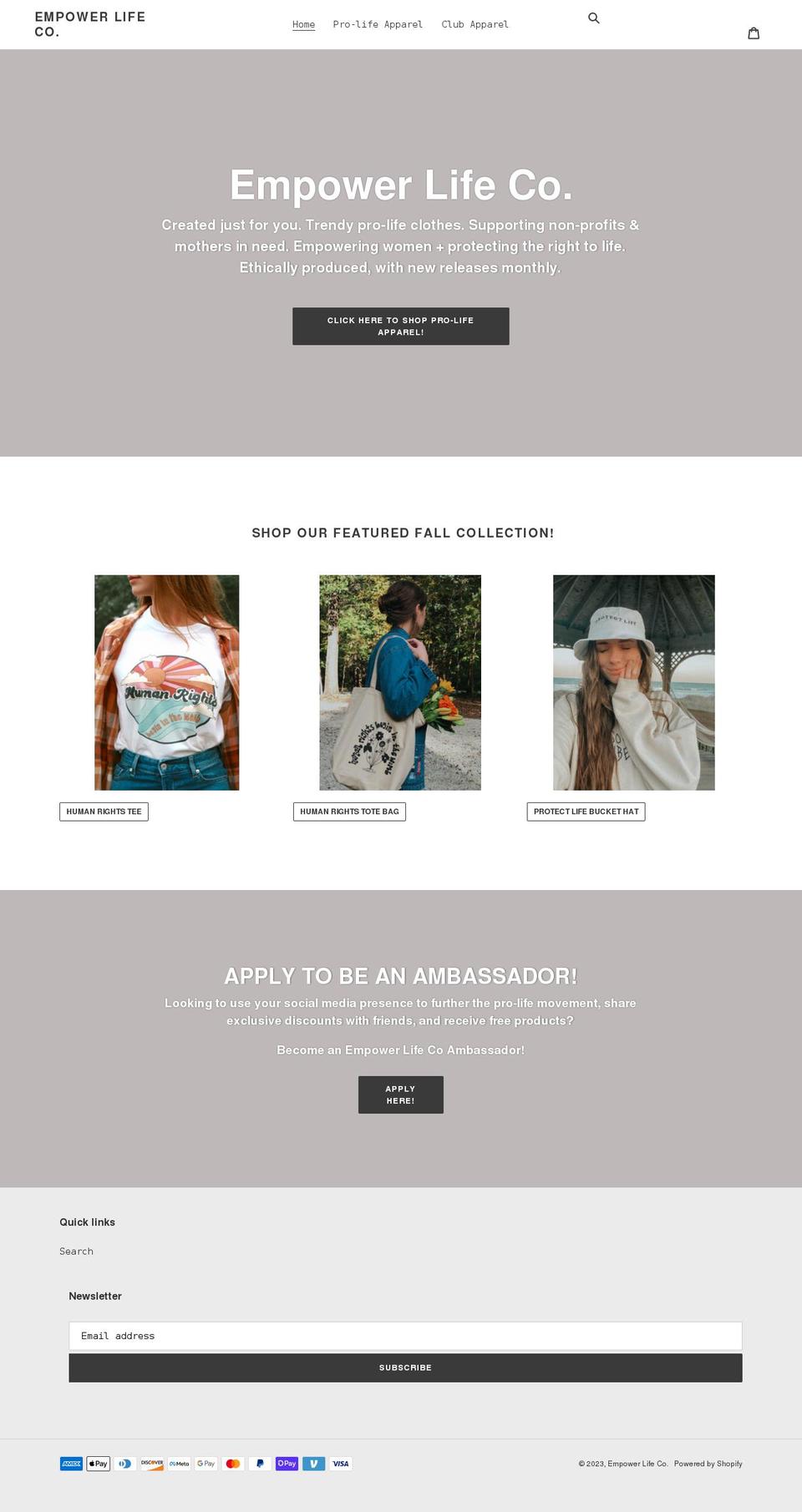 empowerlifeco.shop shopify website screenshot