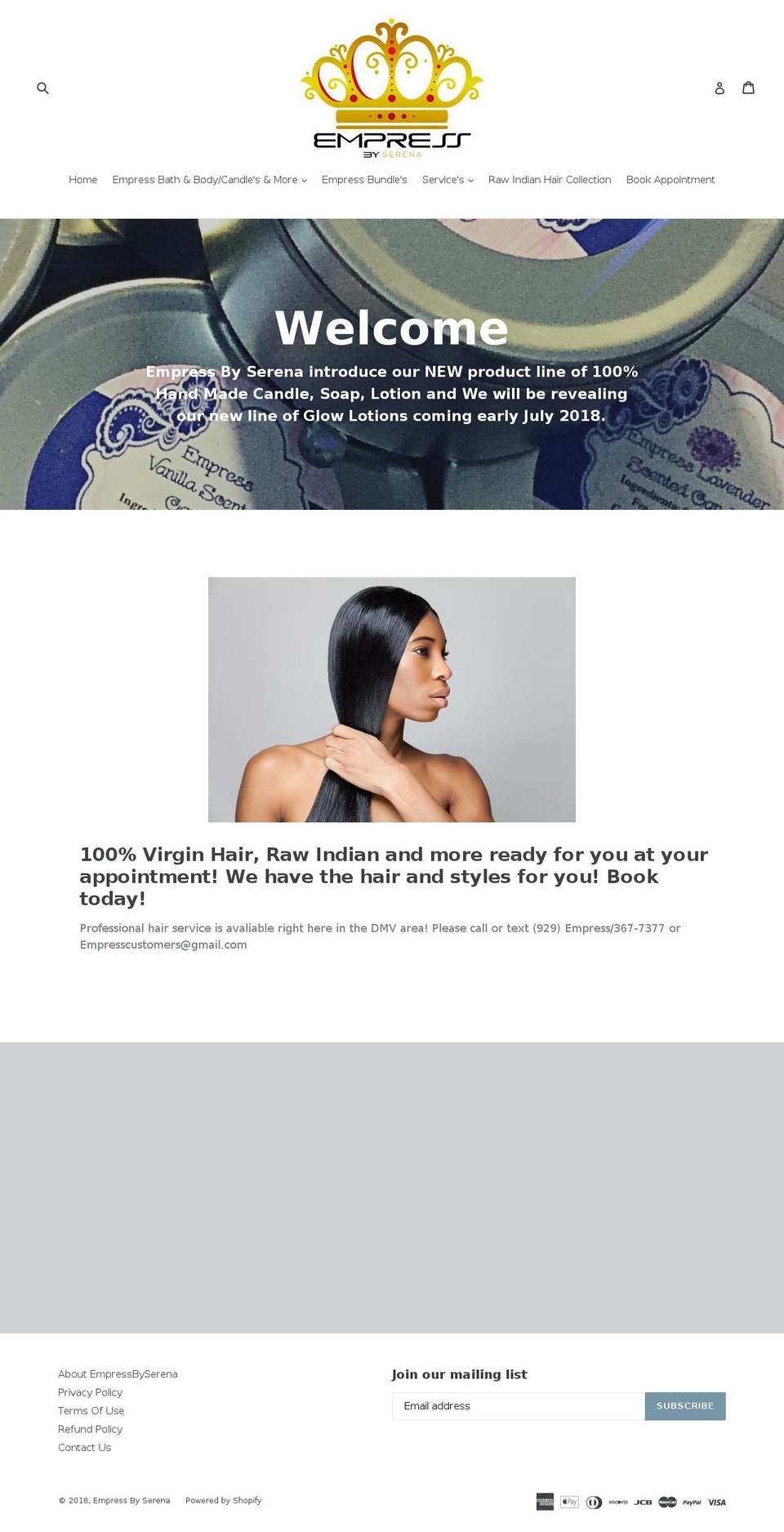 empressbyserena.com — Shopify storefront screenshot