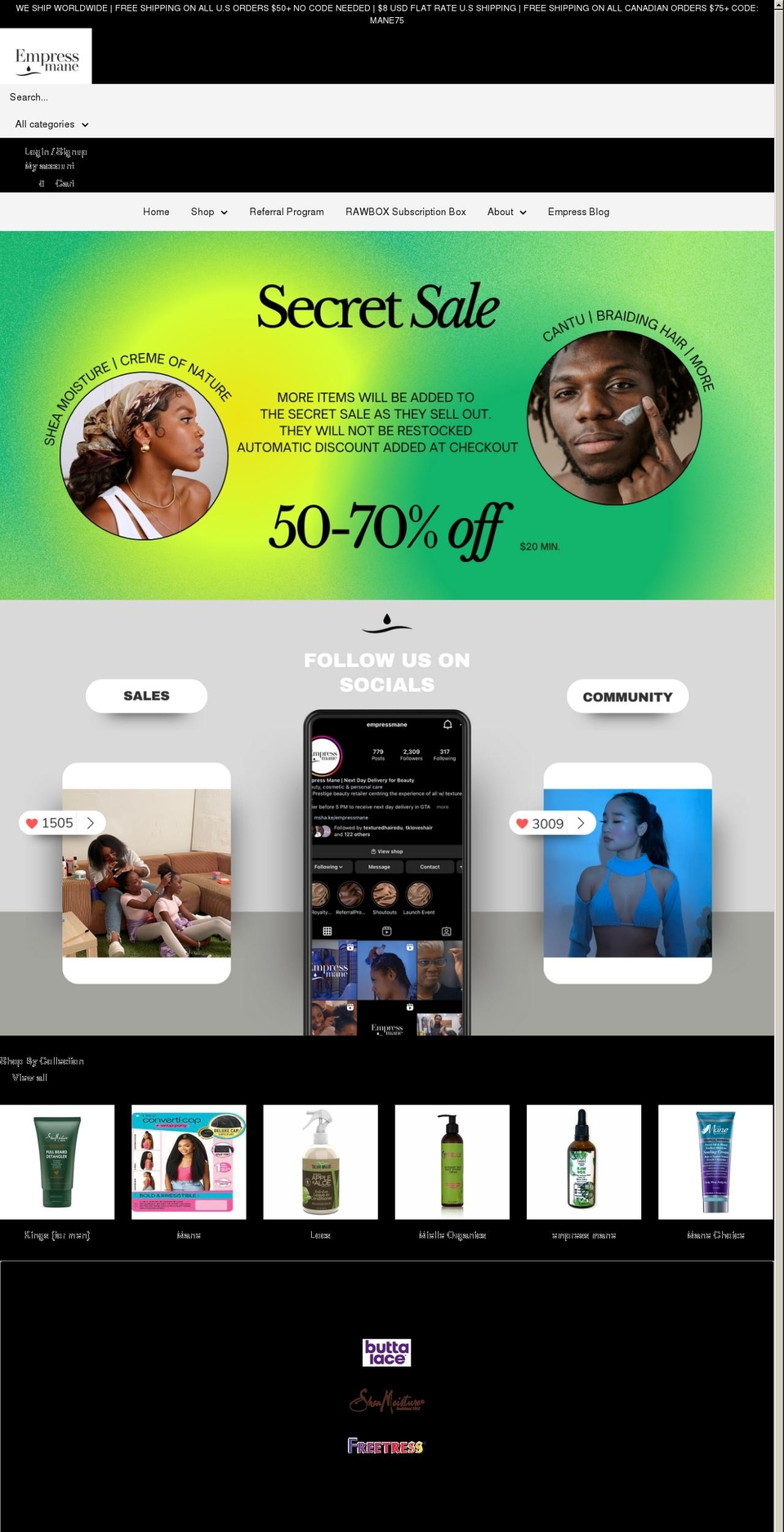 empressmane.com shopify website screenshot