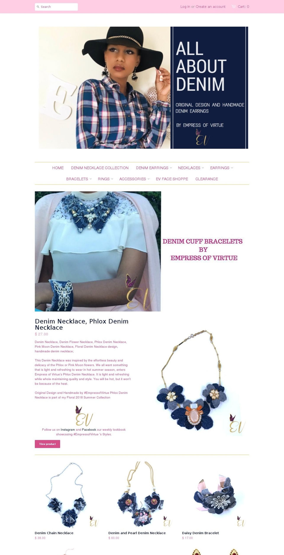 empressofvirtue.com — Shopify storefront screenshot