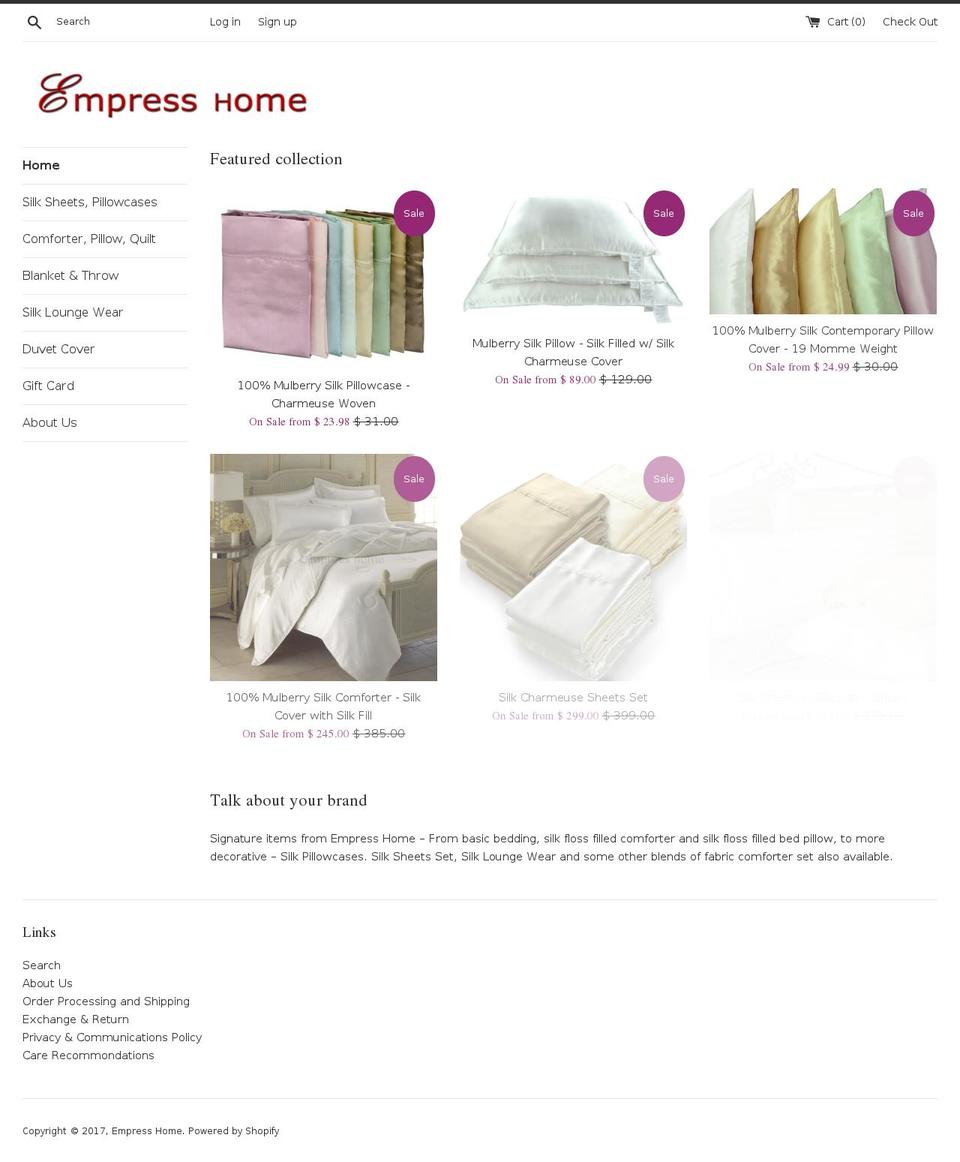 empresssilk.com shopify website screenshot