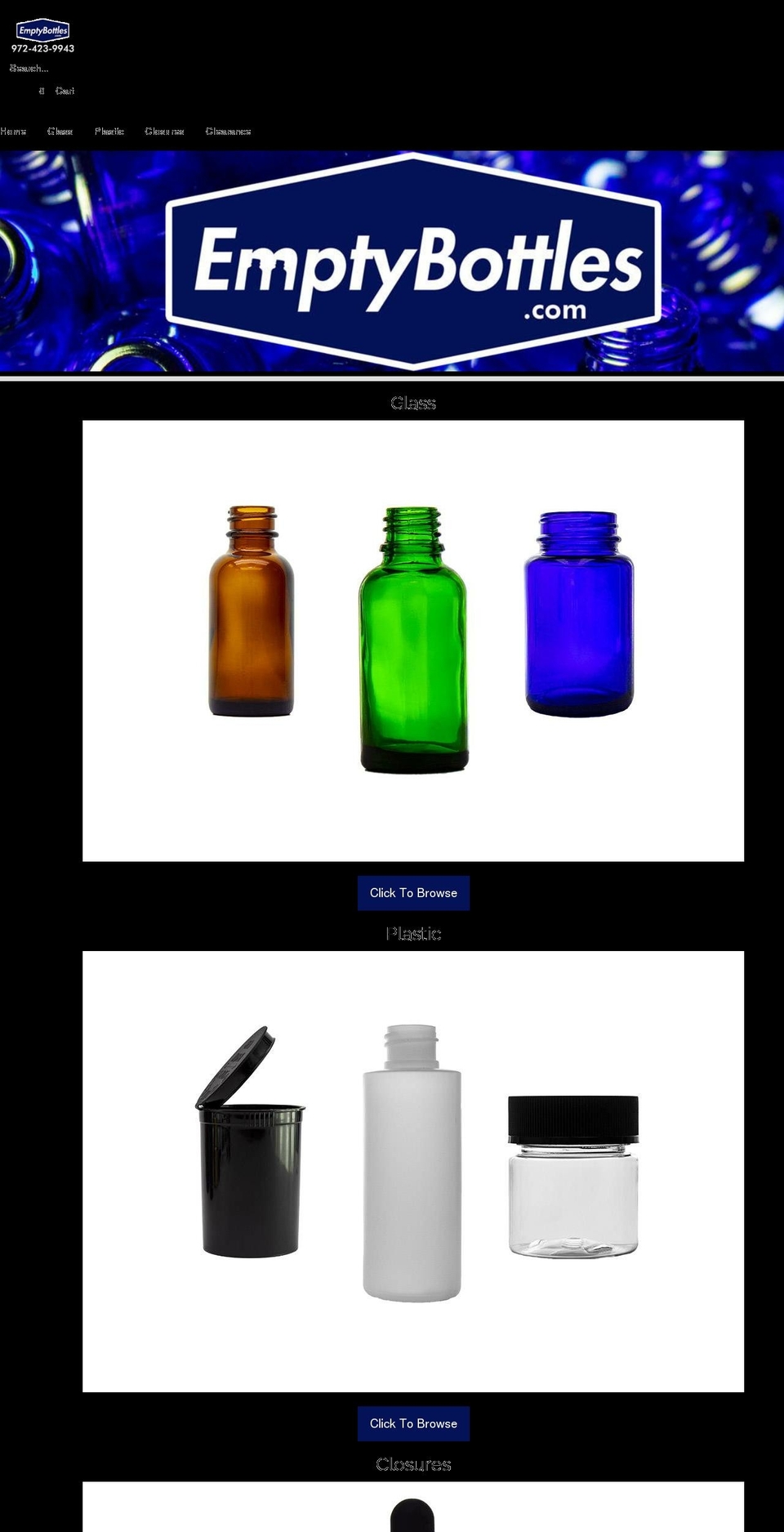 emptybottles.com shopify website screenshot
