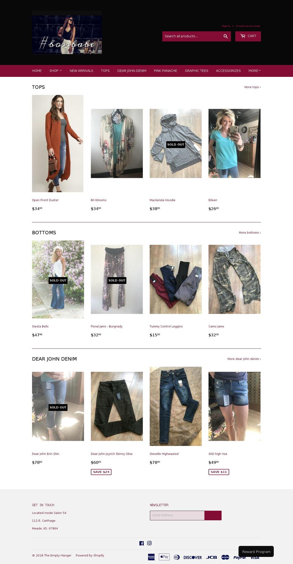 emptyhangerboutique.com — Shopify storefront screenshot