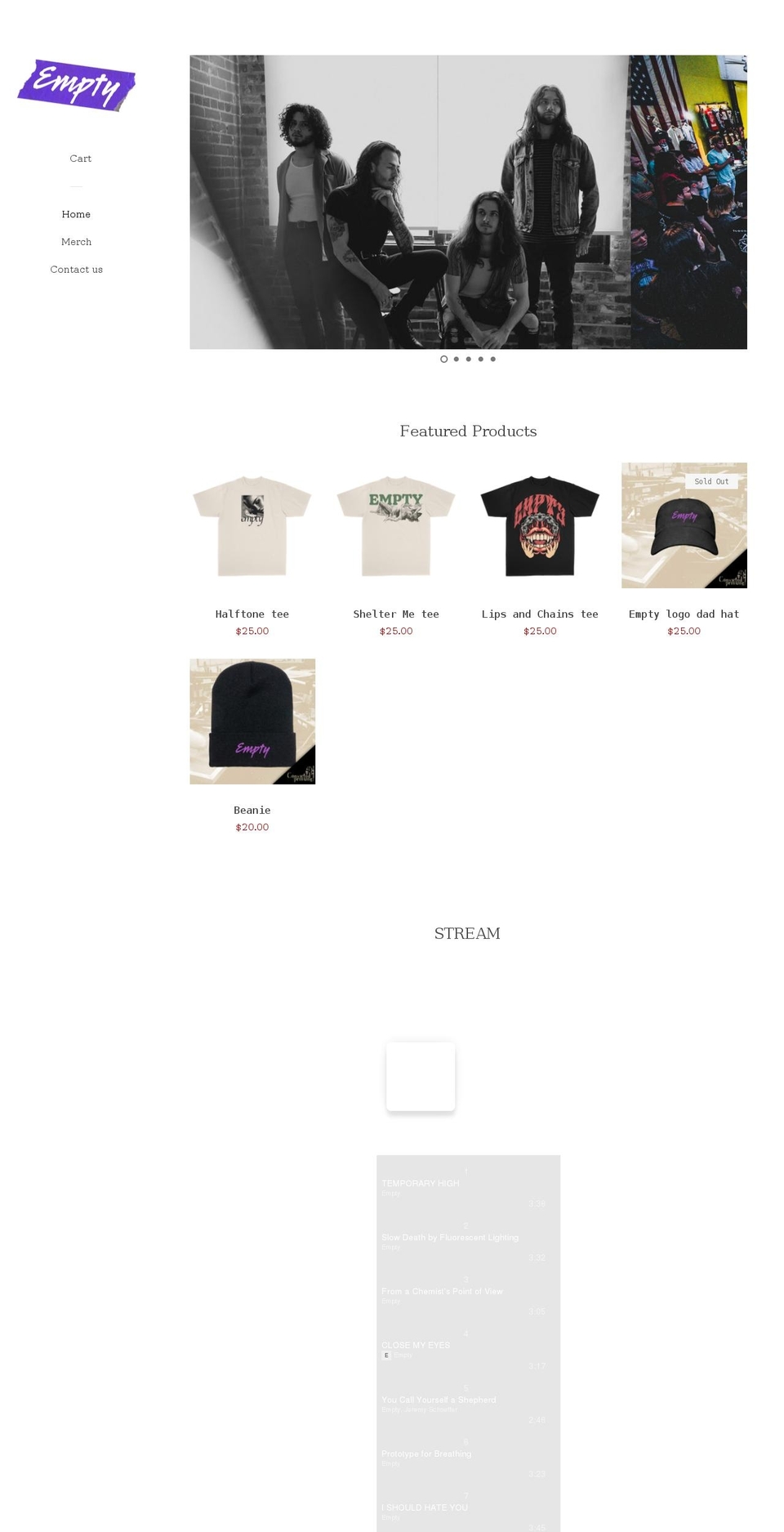 emptyisaband.com shopify website screenshot