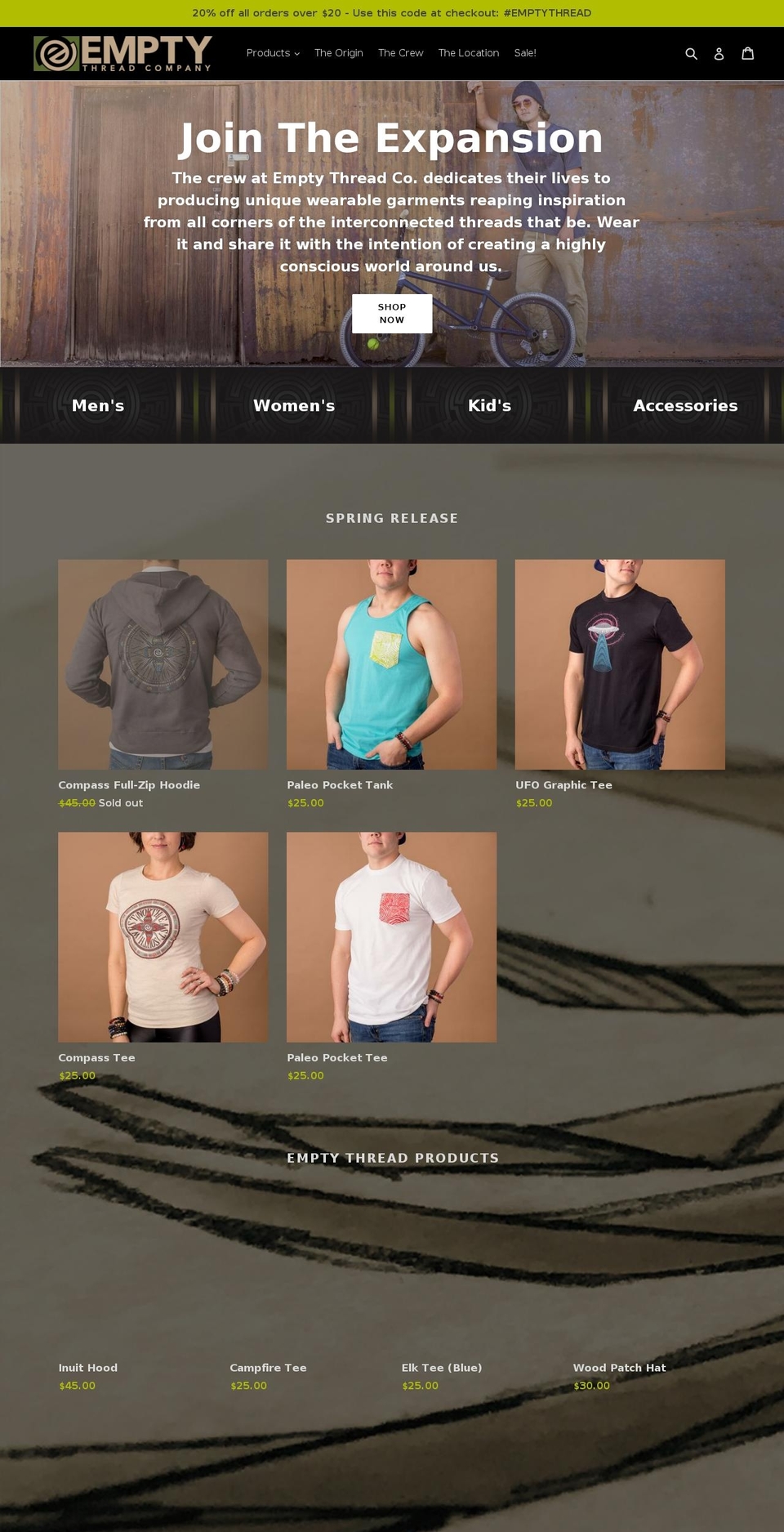 emptythreadco.com — Shopify storefront screenshot