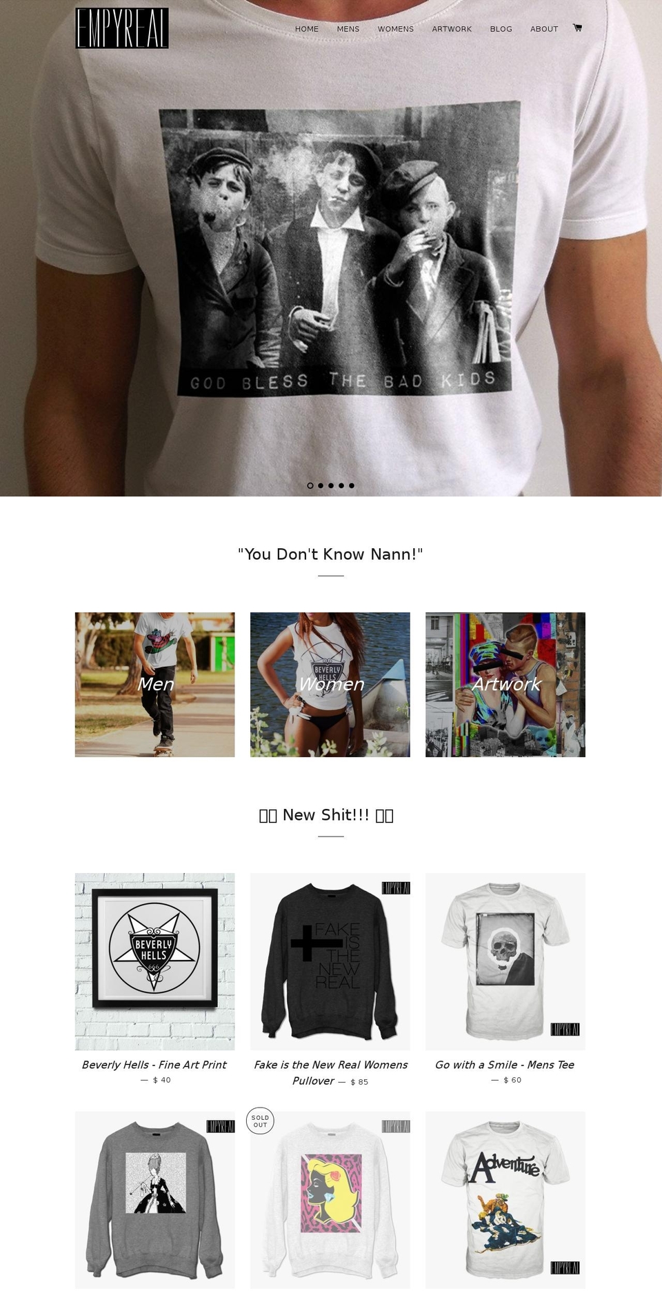 empyrealism.com shopify website screenshot