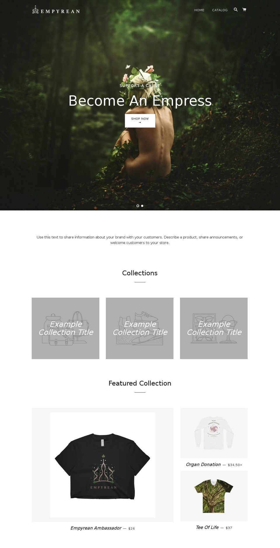 empyreanapparel.com shopify website screenshot