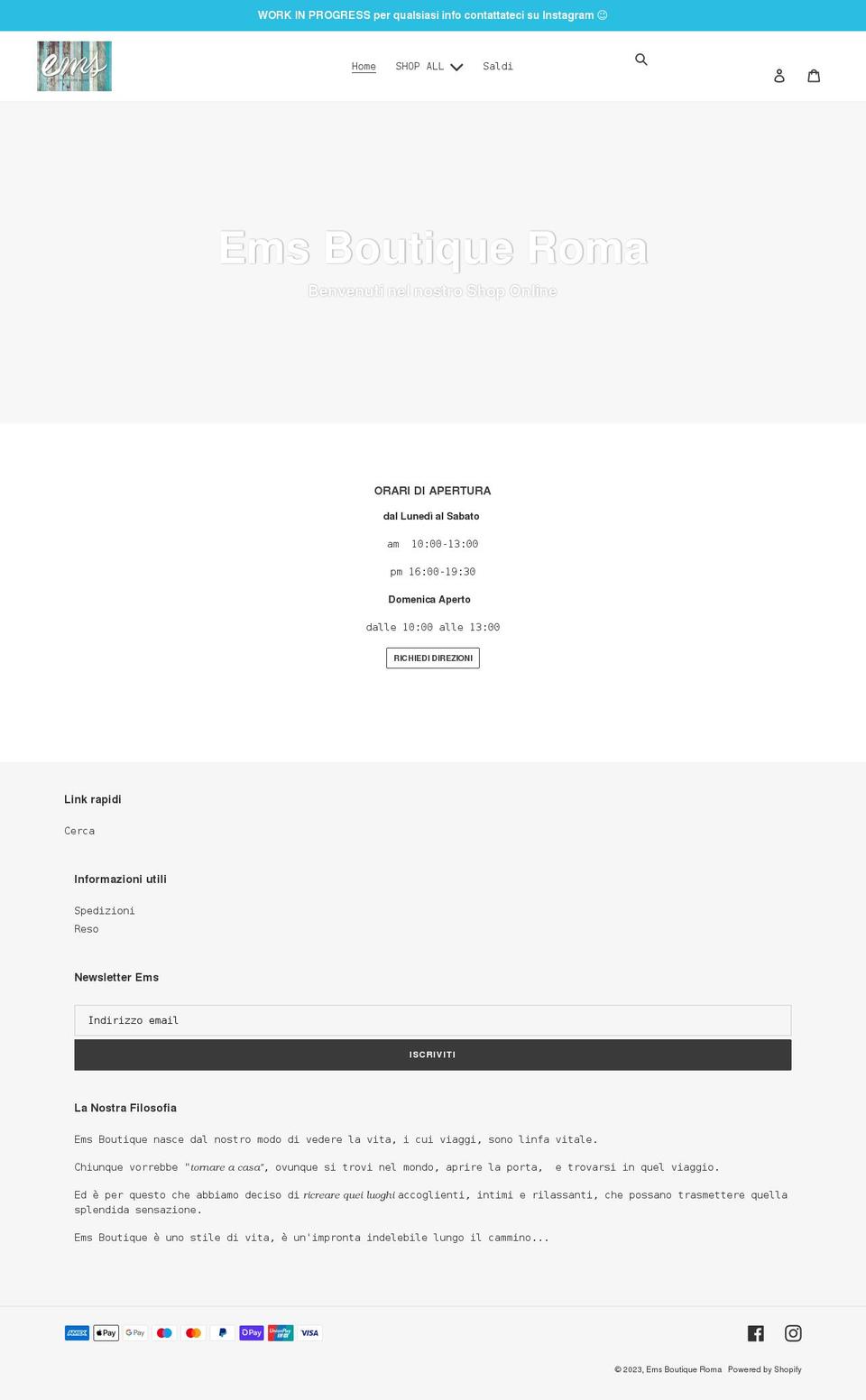 emsboutique.it shopify website screenshot