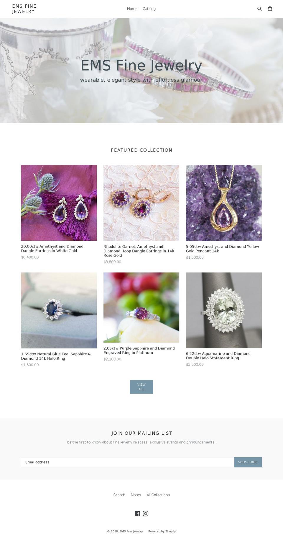 emsfinejewelry.com — Shopify storefront screenshot