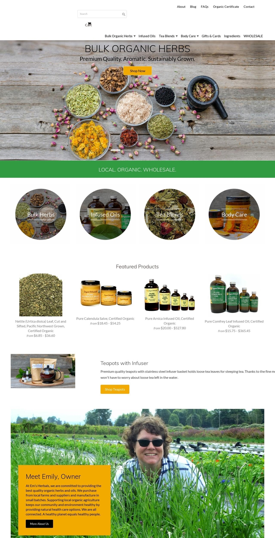 emsherbals.com shopify website screenshot