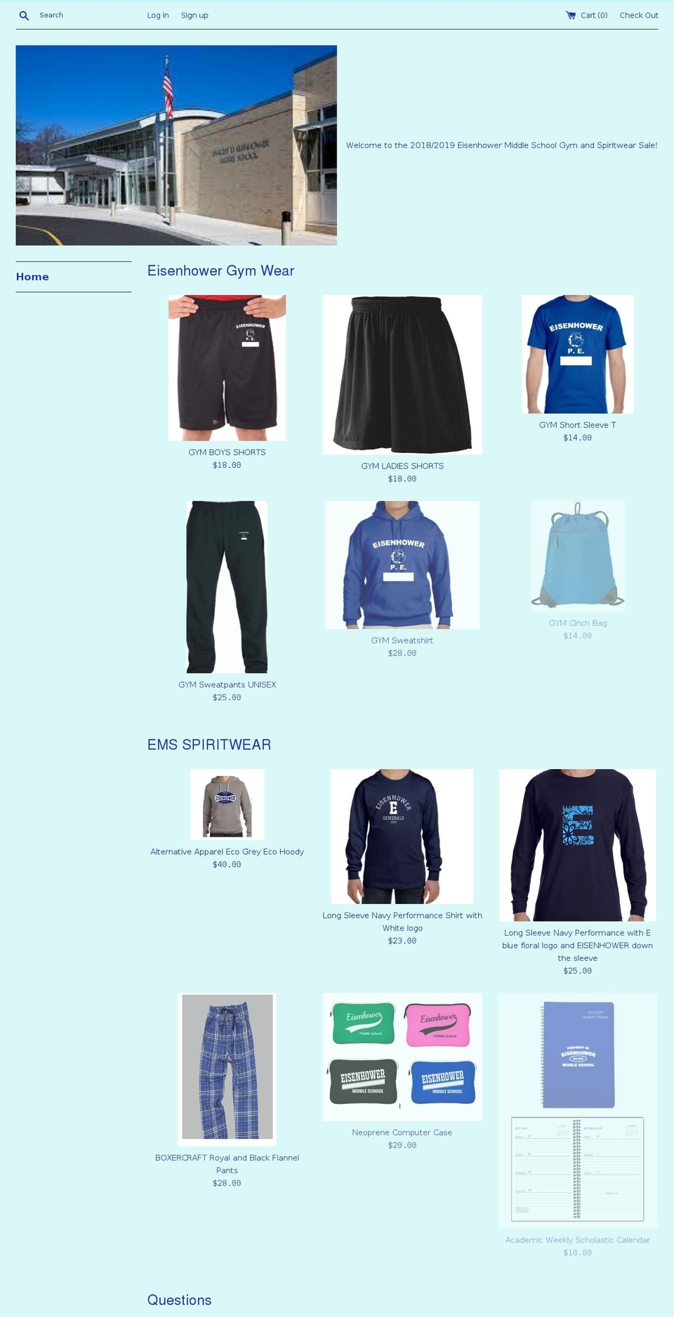 emsspiritwear.com — Shopify storefront screenshot