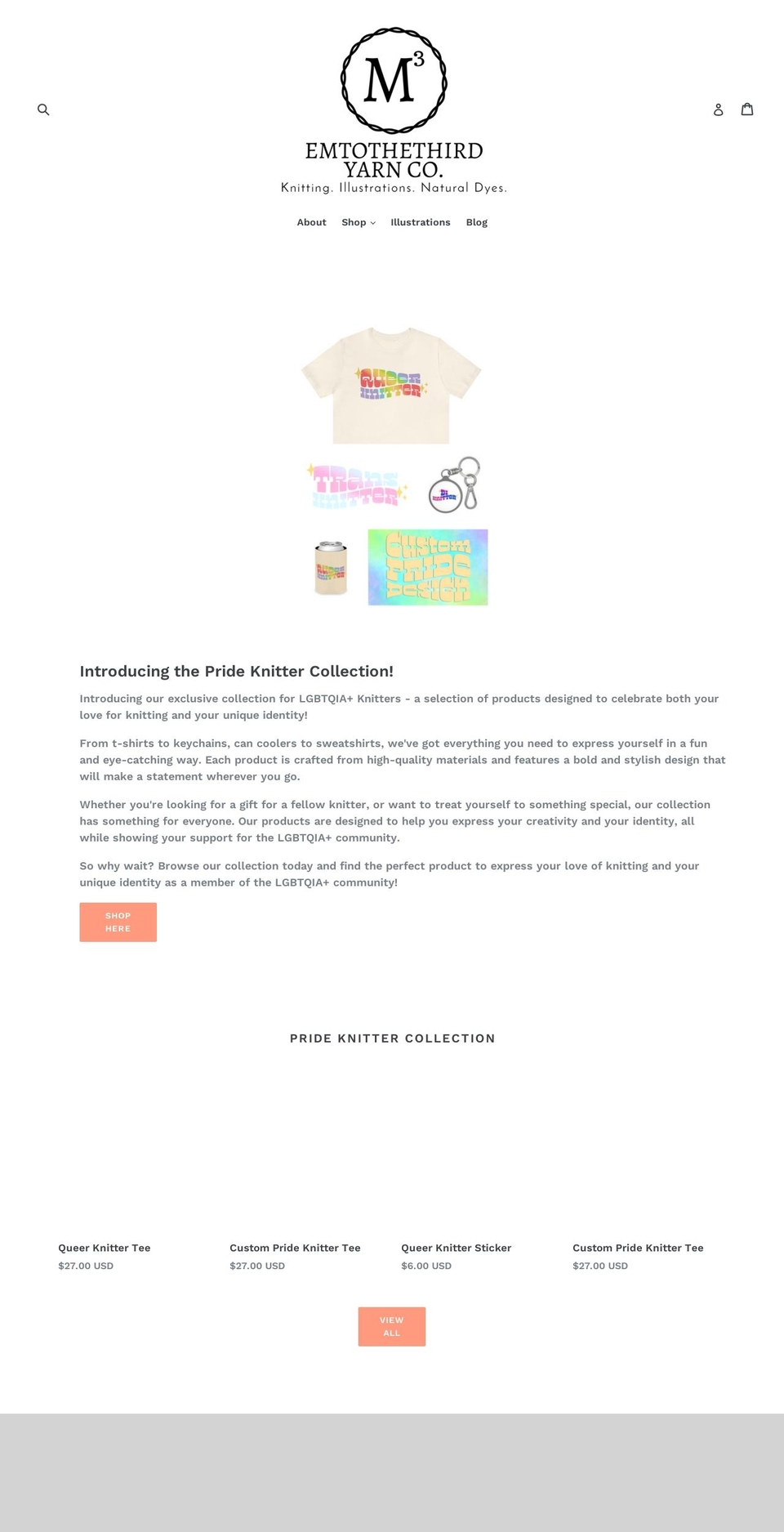 emtothethirdyarn.com shopify website screenshot