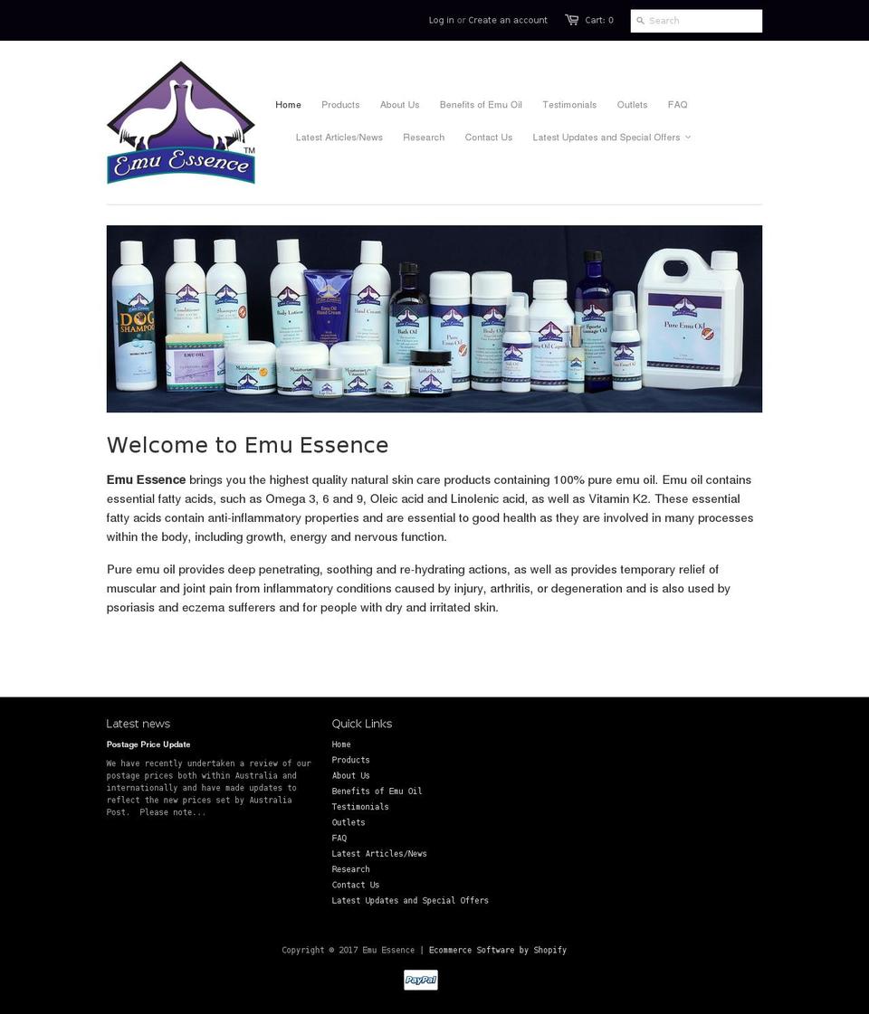 emuessence.com.au shopify website screenshot