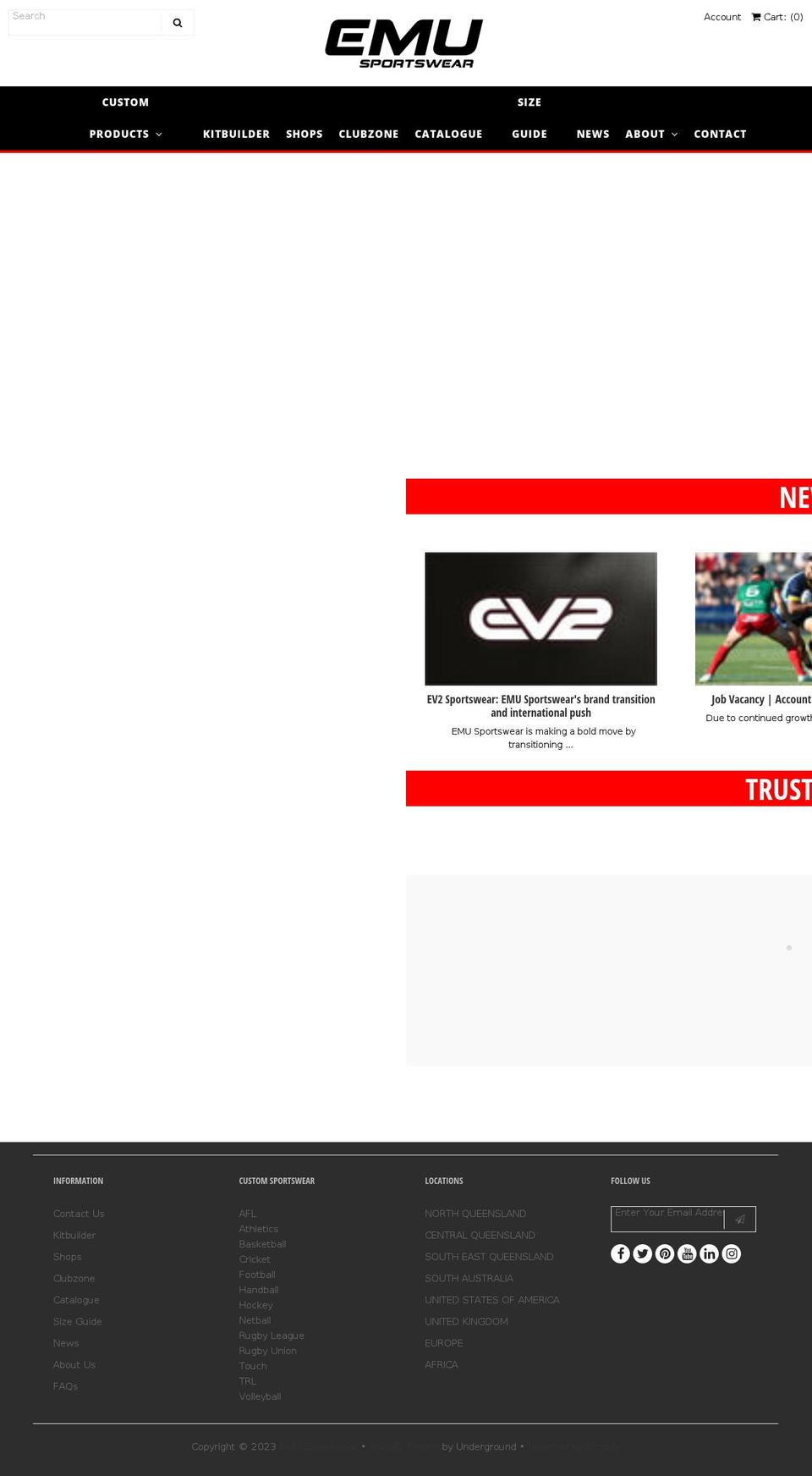 emusportswear.com.au shopify website screenshot