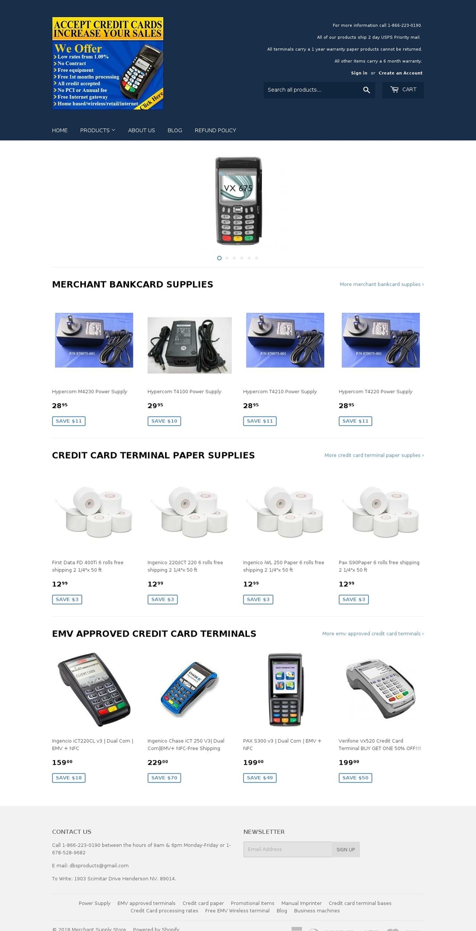 emvapprovedterminals.com — Shopify storefront screenshot