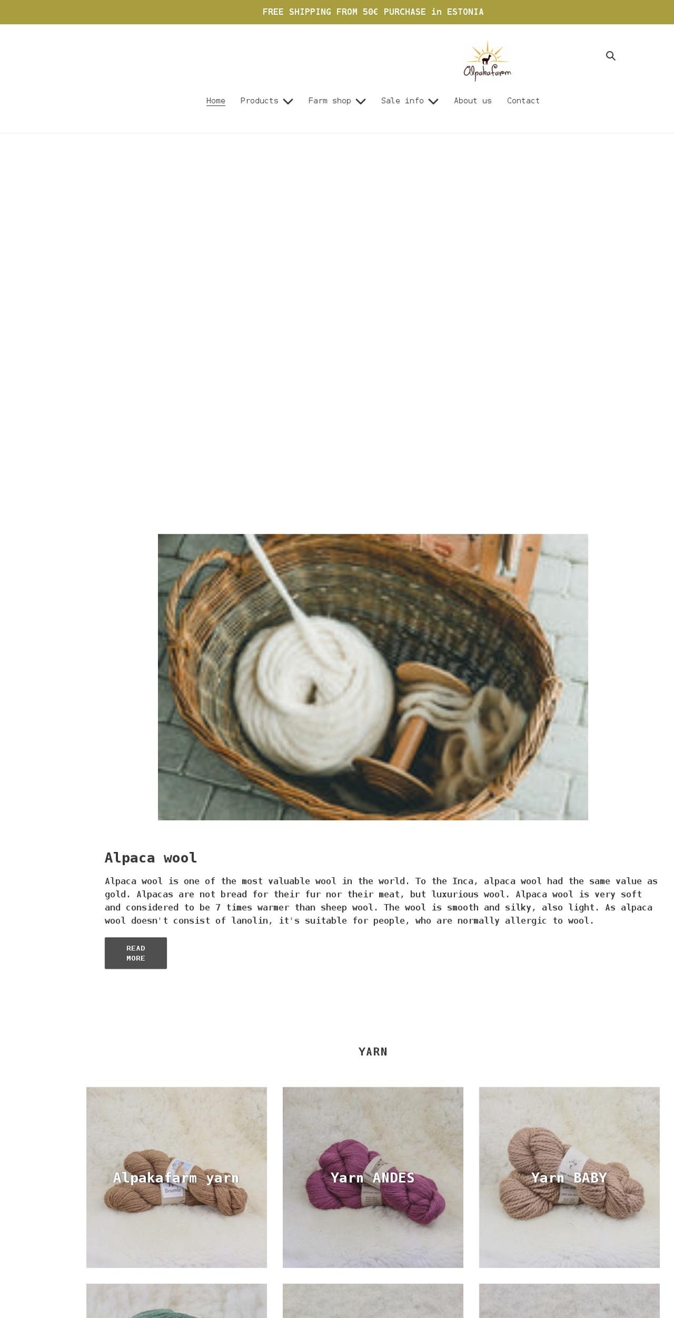 en.alpakafarm.eu shopify website screenshot