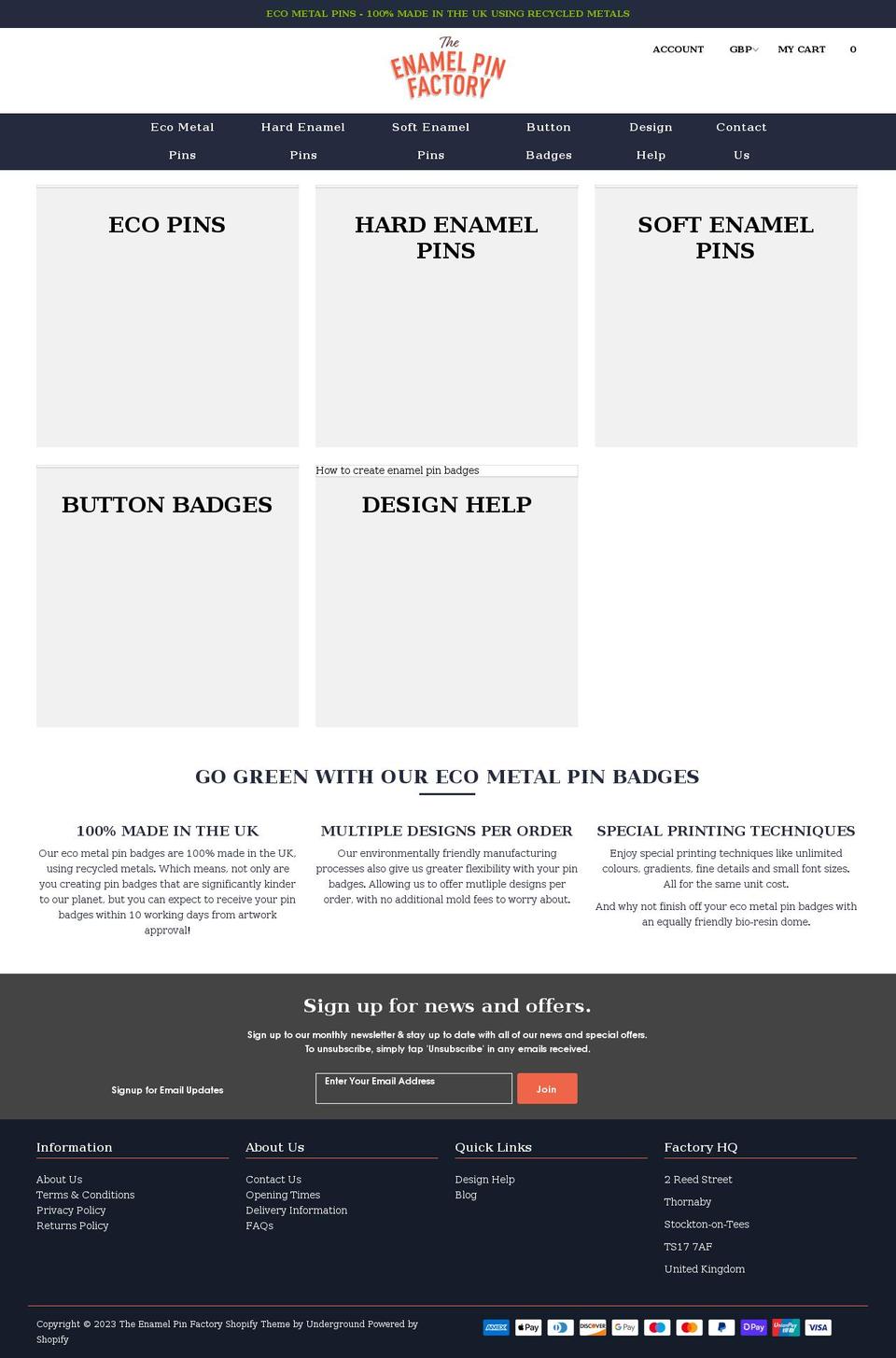 enamelpinfactory.com shopify website screenshot