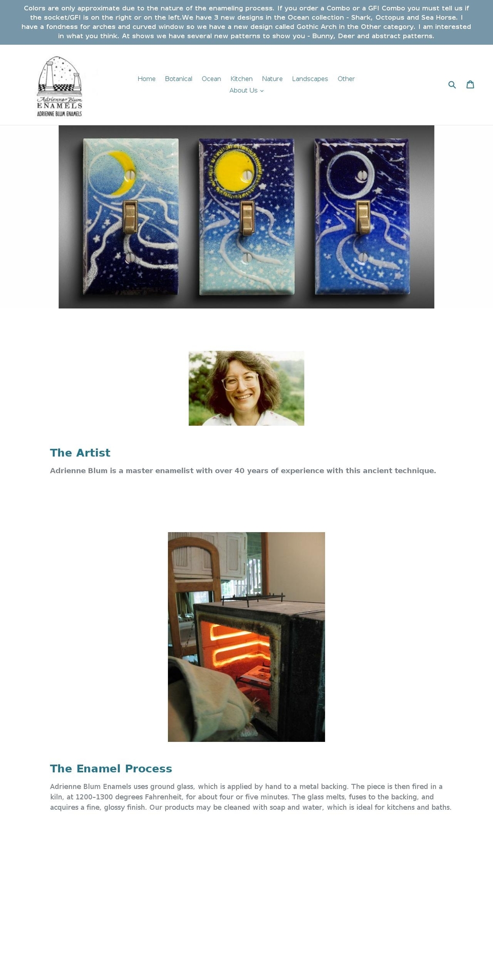 enamelswitchplates.com shopify website screenshot