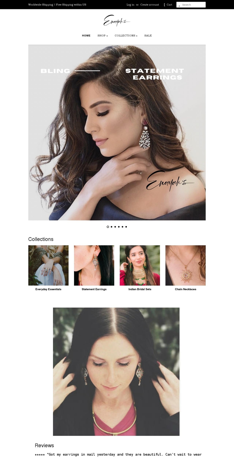 enayahs.com shopify website screenshot