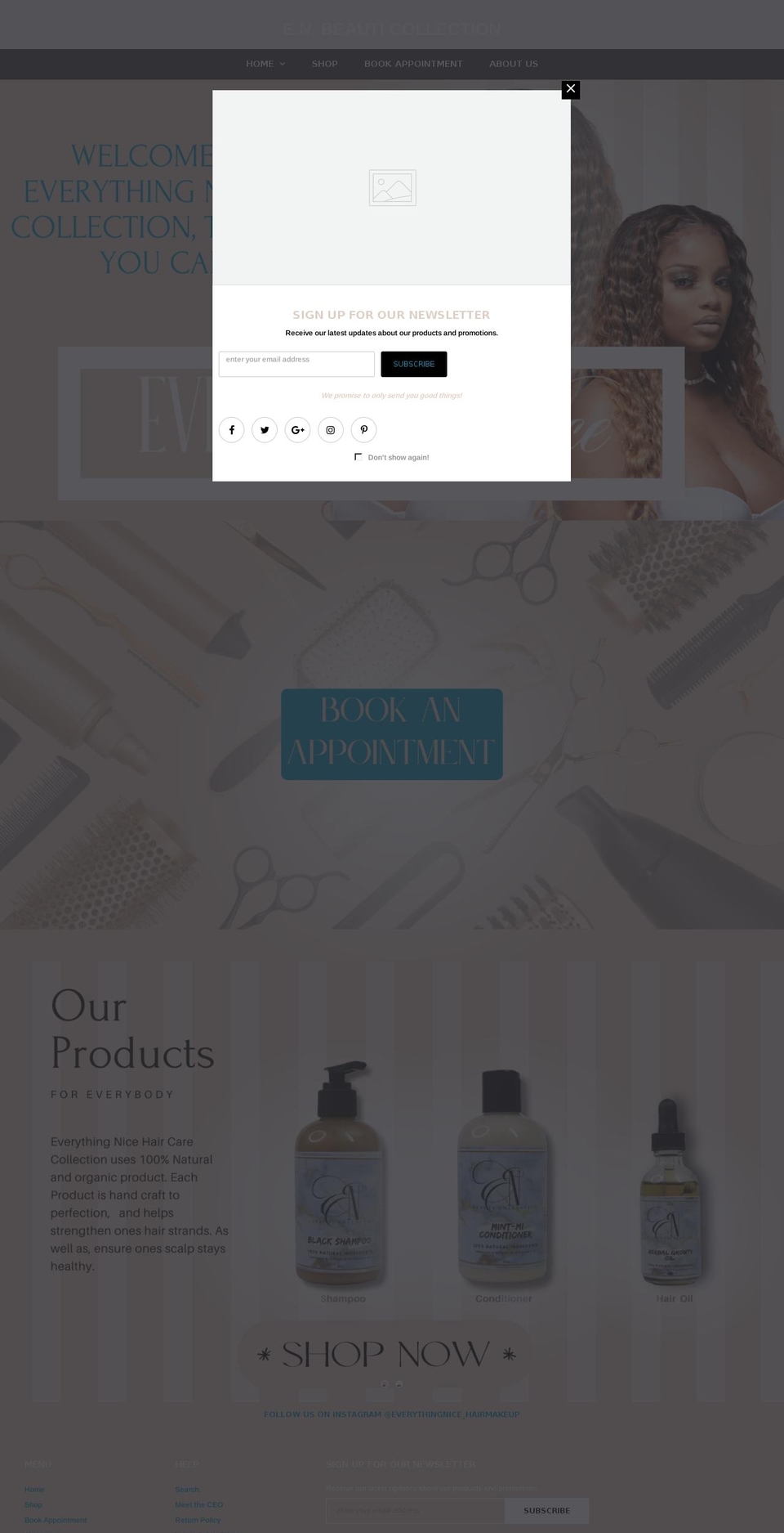 enbeauticollection.com shopify website screenshot