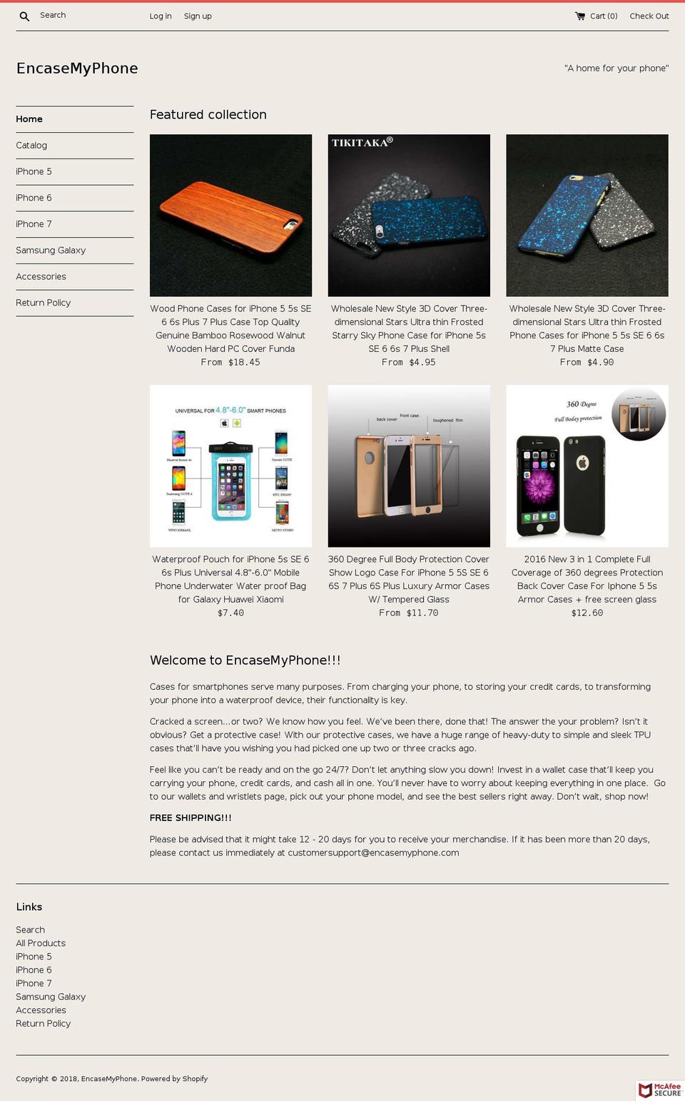 encasemyphone.com — Shopify storefront screenshot