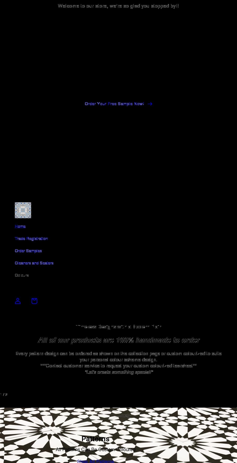 encaustictiledesigns.com — Shopify storefront screenshot