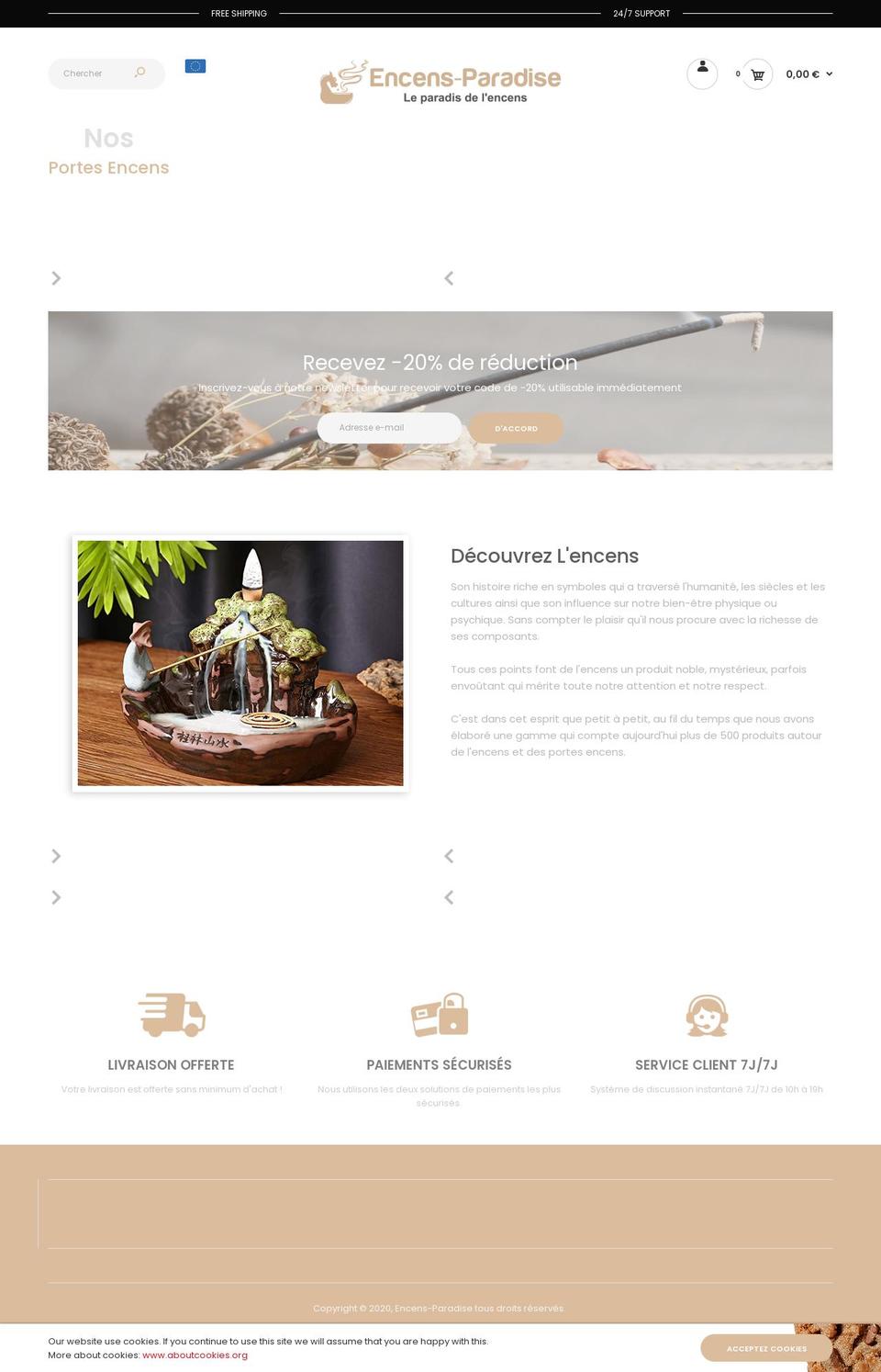 encens-paradise.com shopify website screenshot