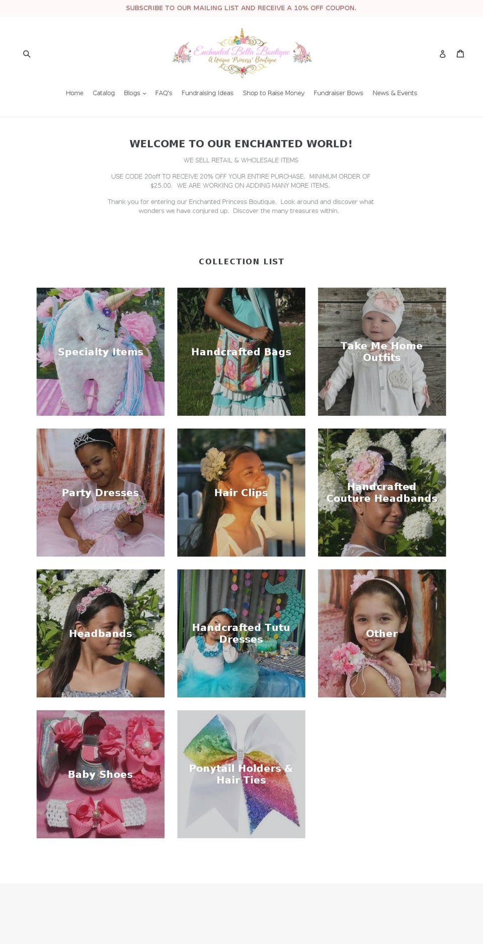 enchantedbellaboutique.com shopify website screenshot