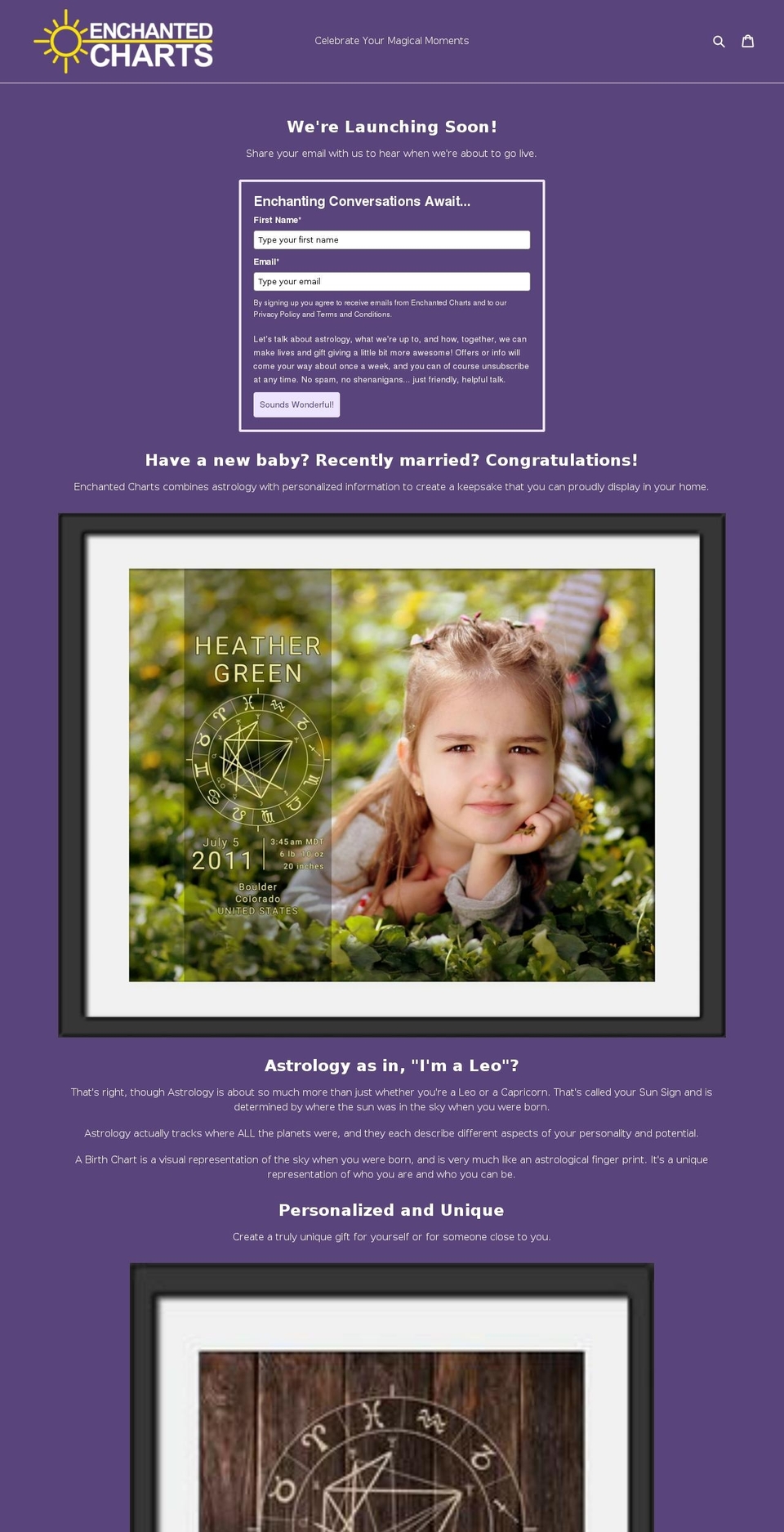 enchantedcharts.com shopify website screenshot