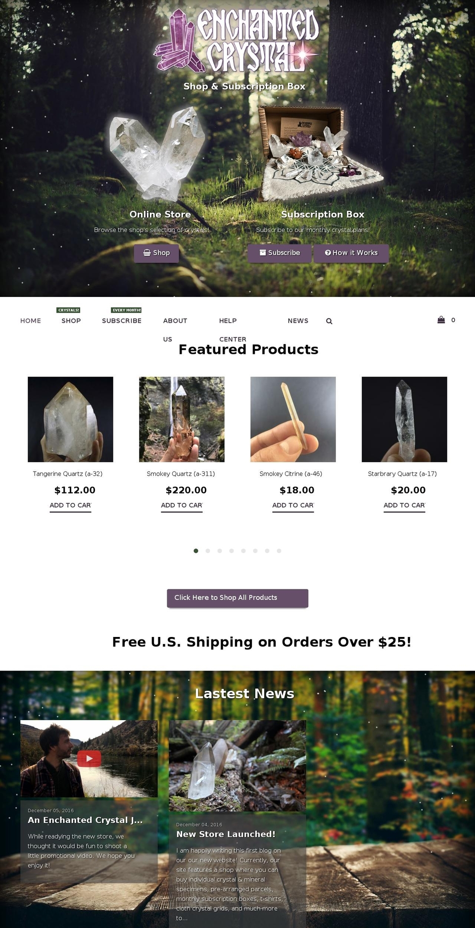 ec Shopify theme site example enchantedcrystal.com