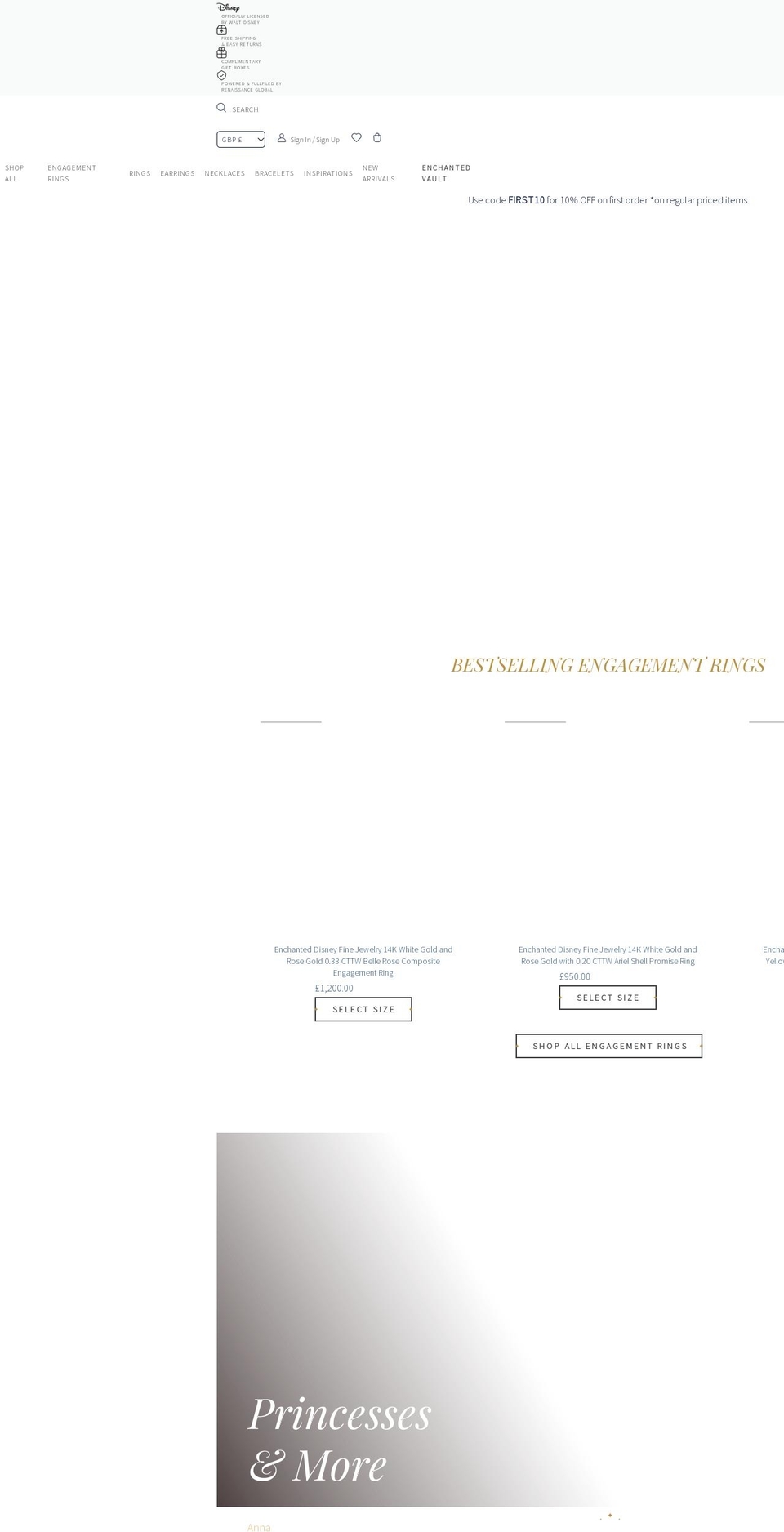 enchantedfinejewelry.co.uk shopify website screenshot