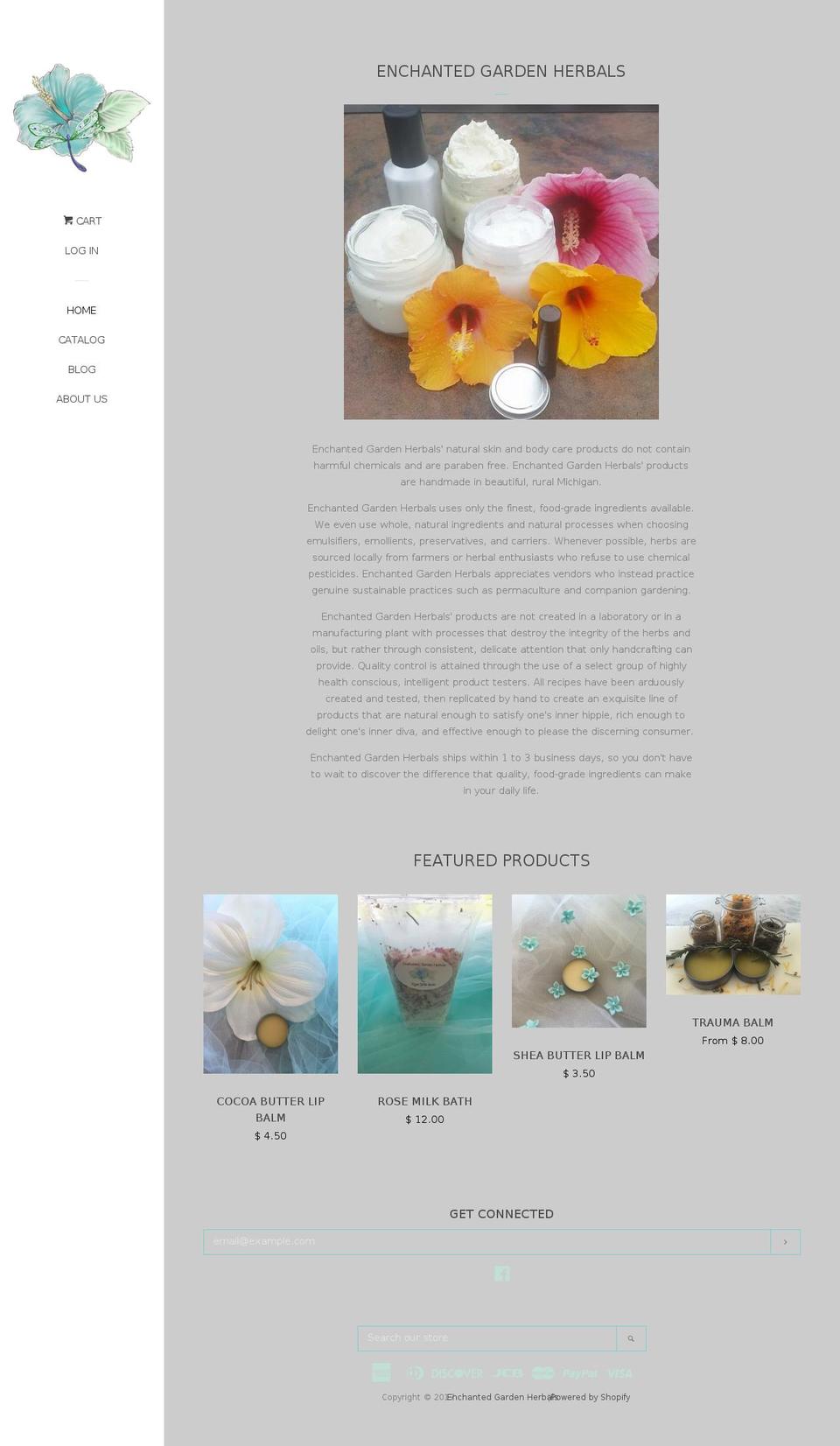 enchantedgardenhebals.com shopify website screenshot