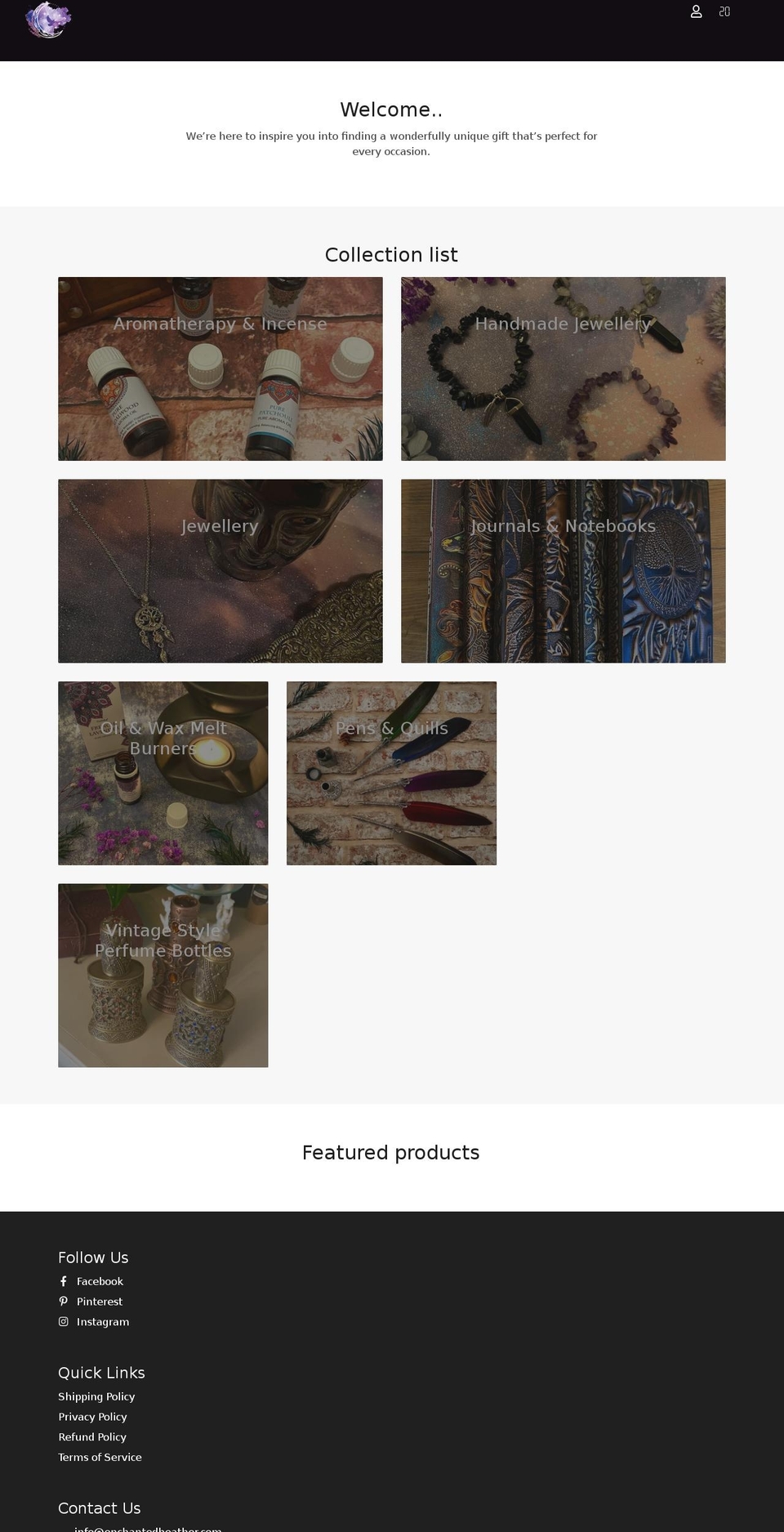 enchantedheather.com shopify website screenshot