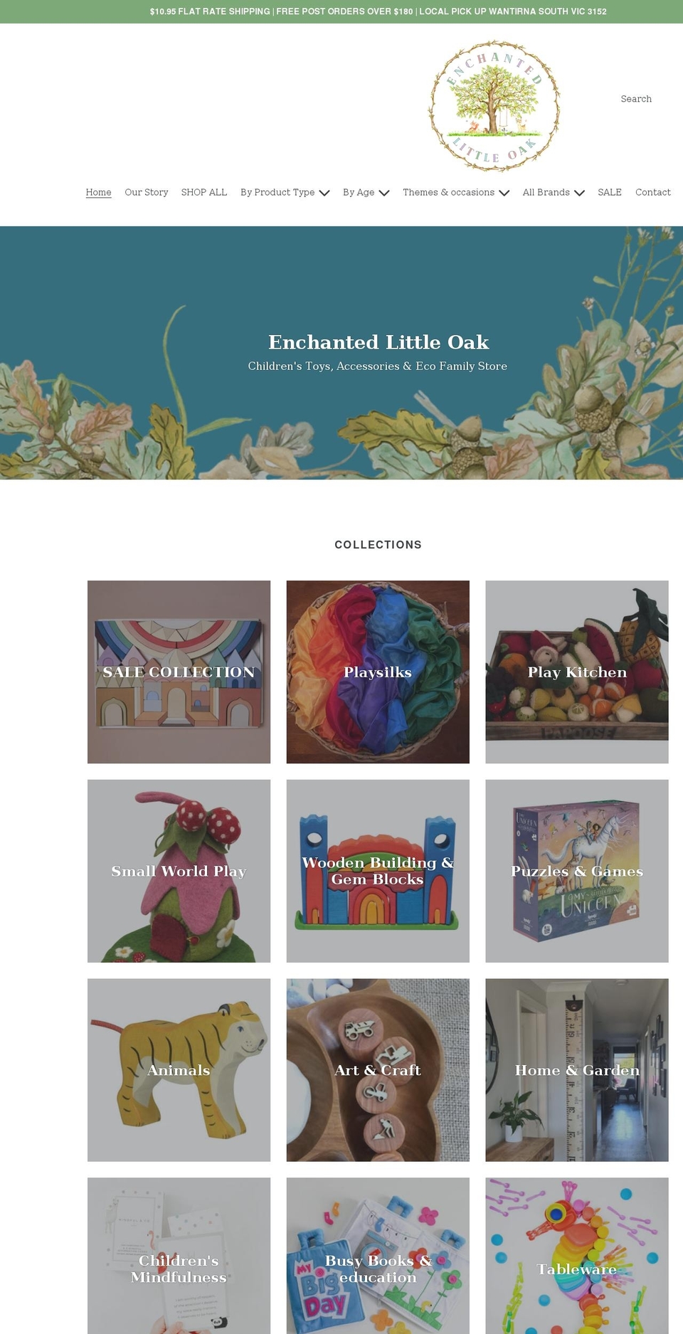 enchantedlittleoak.com.au shopify website screenshot