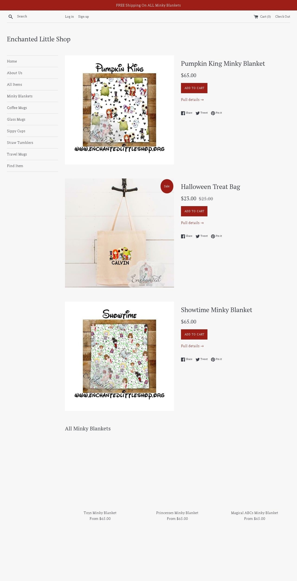 enchantedlittleshop.org shopify website screenshot