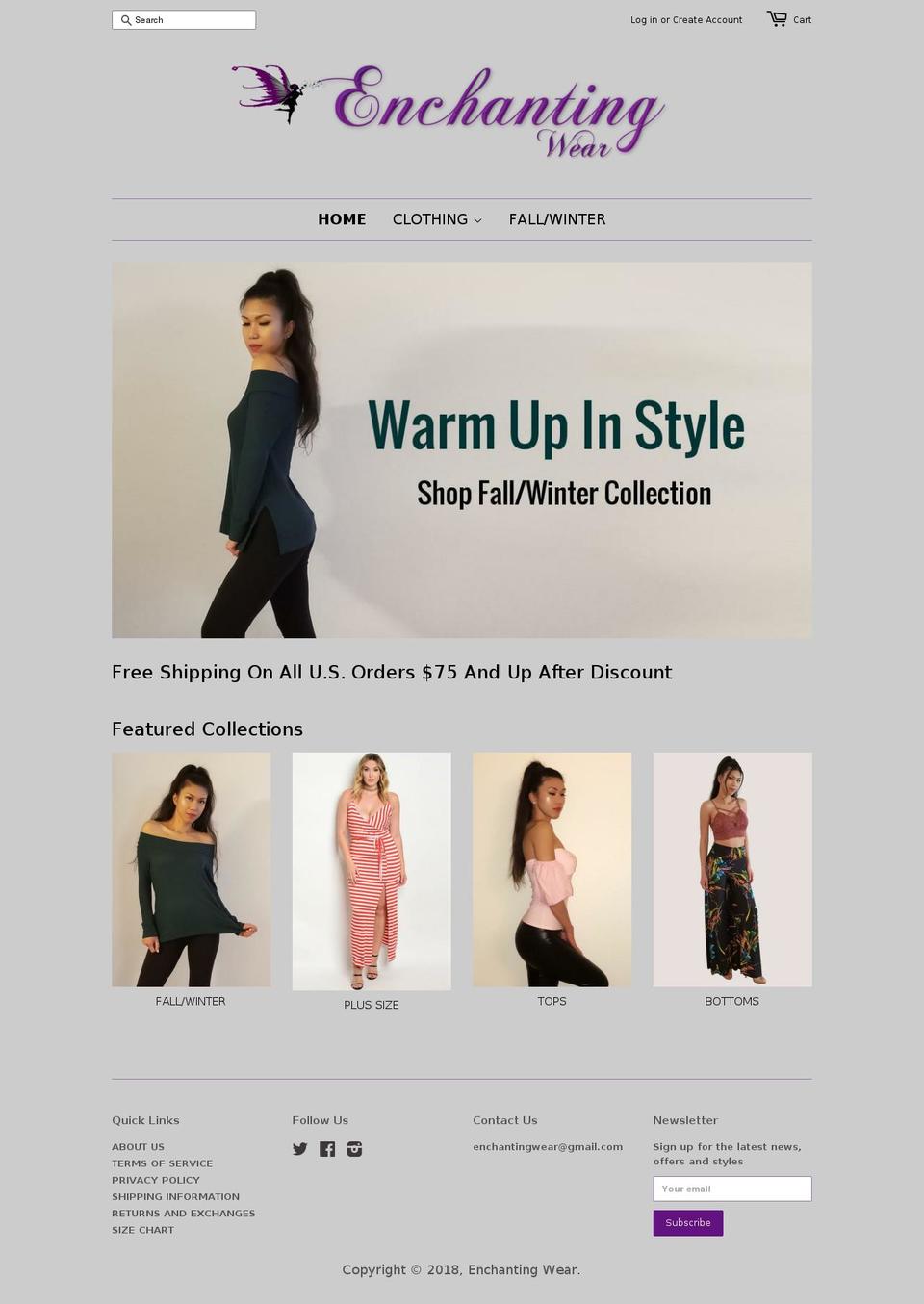 enchantingwear.com — Shopify storefront screenshot