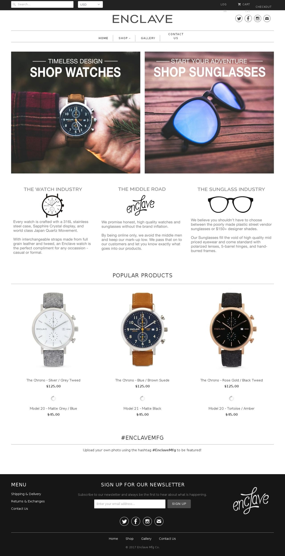 enclavewatches.com shopify website screenshot