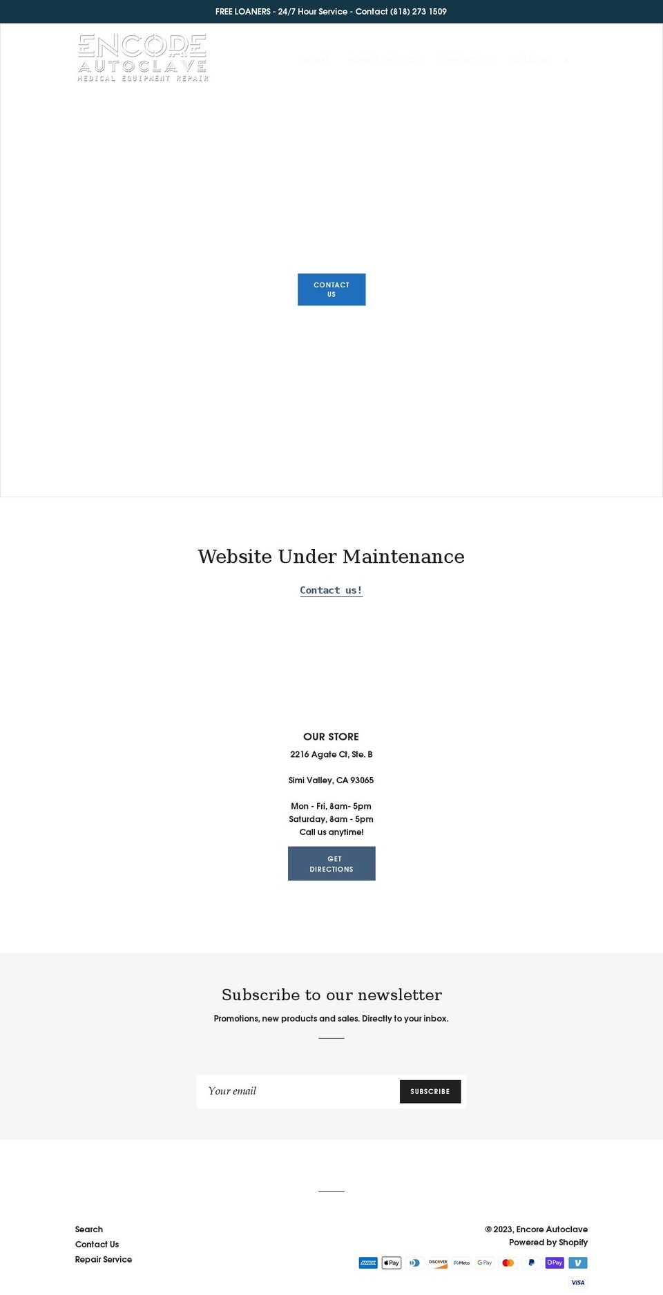 encoreautoclave.com shopify website screenshot