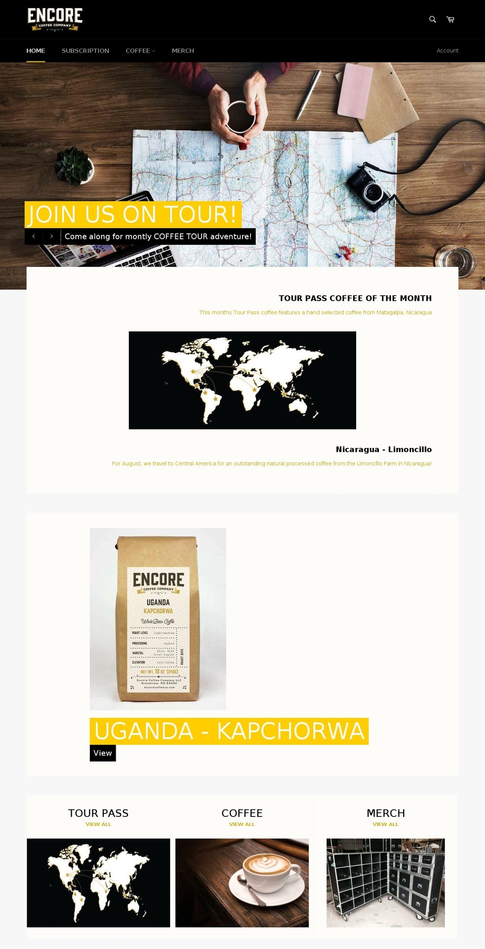encorecoffeecompany.com — Shopify storefront screenshot