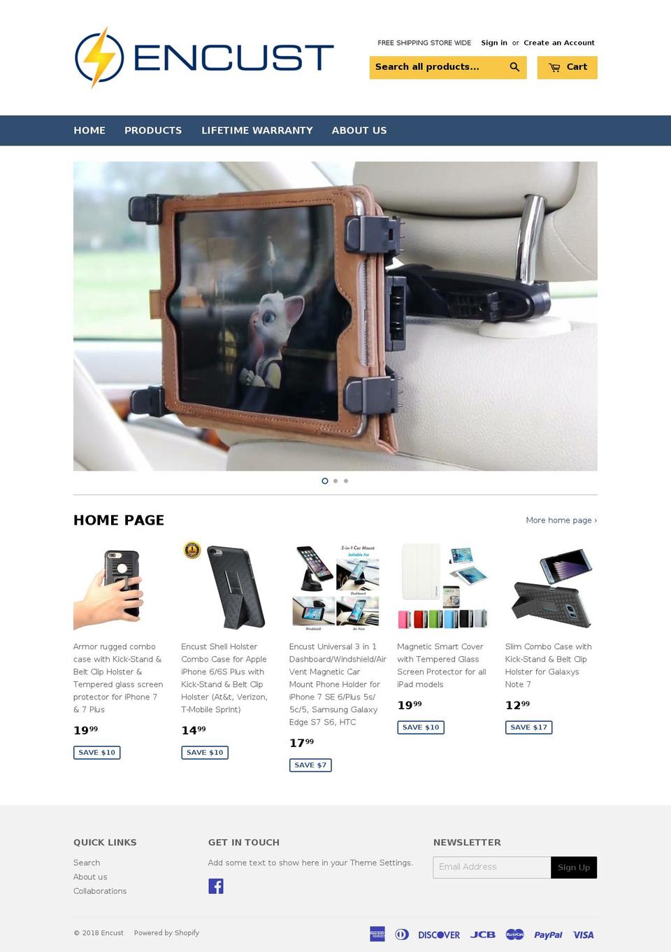 encust.com shopify website screenshot