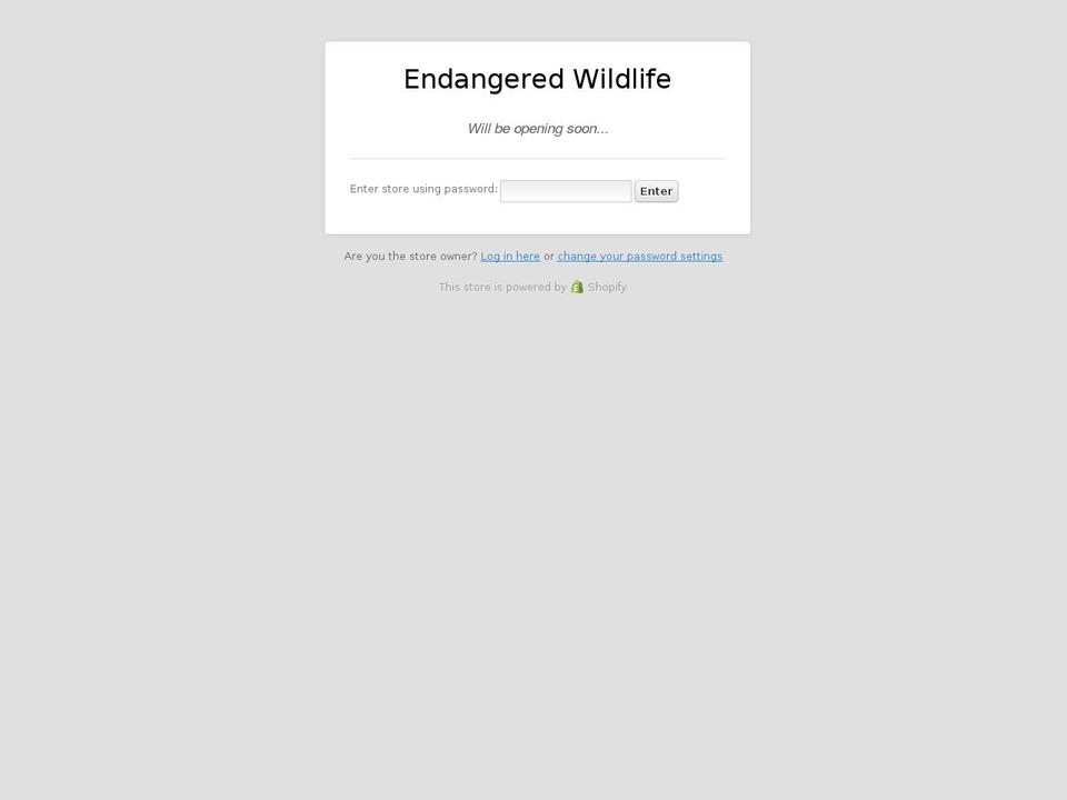 endangered-wildlife.com — Shopify storefront screenshot