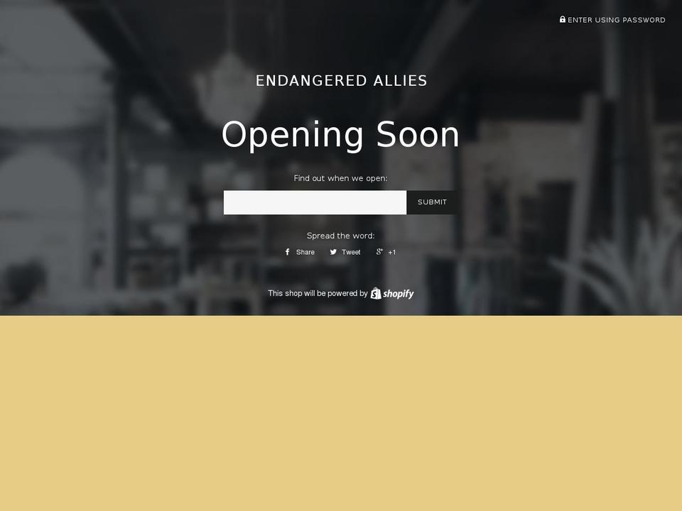 endangeredallies.com shopify website screenshot